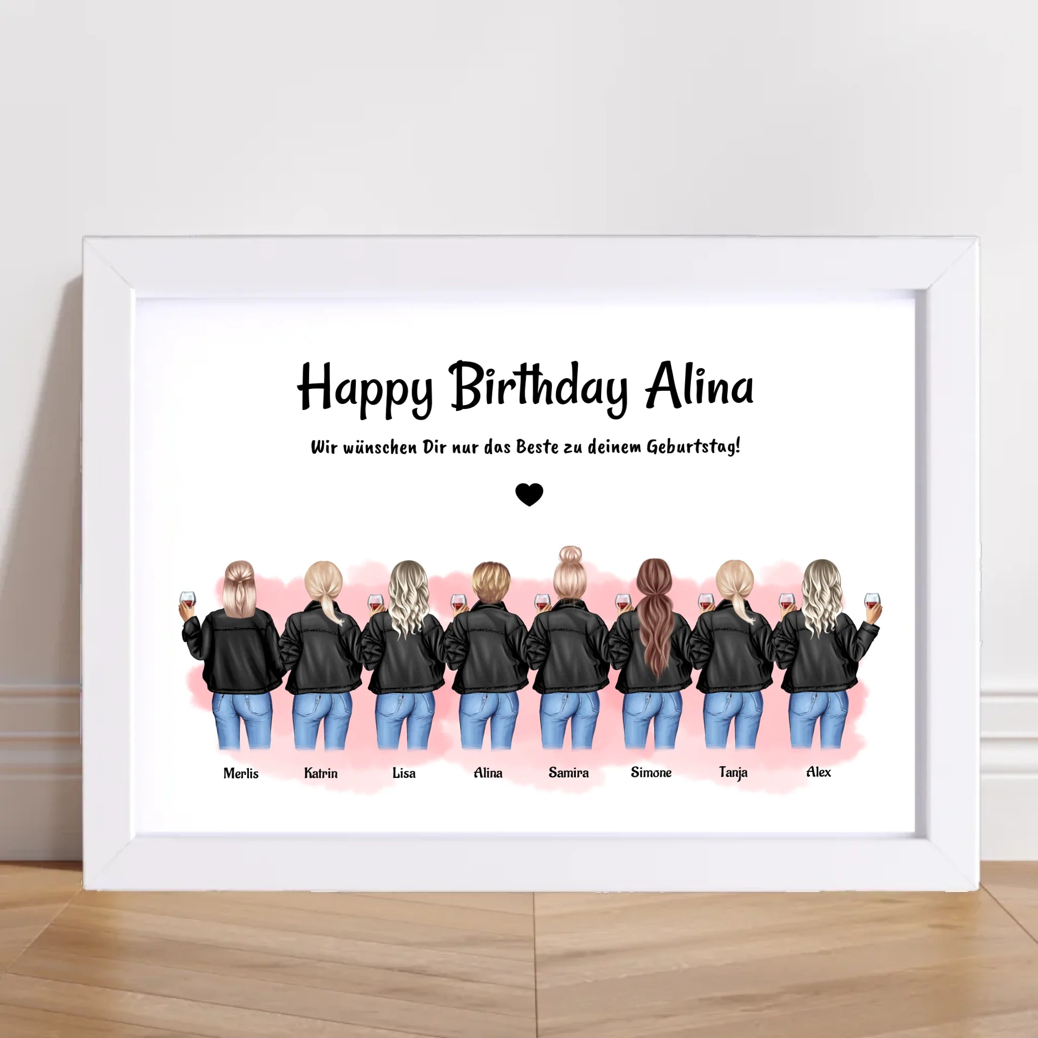 Geburtstag Geschenk Bild 8 Freundinnen personalisiert - Cantty