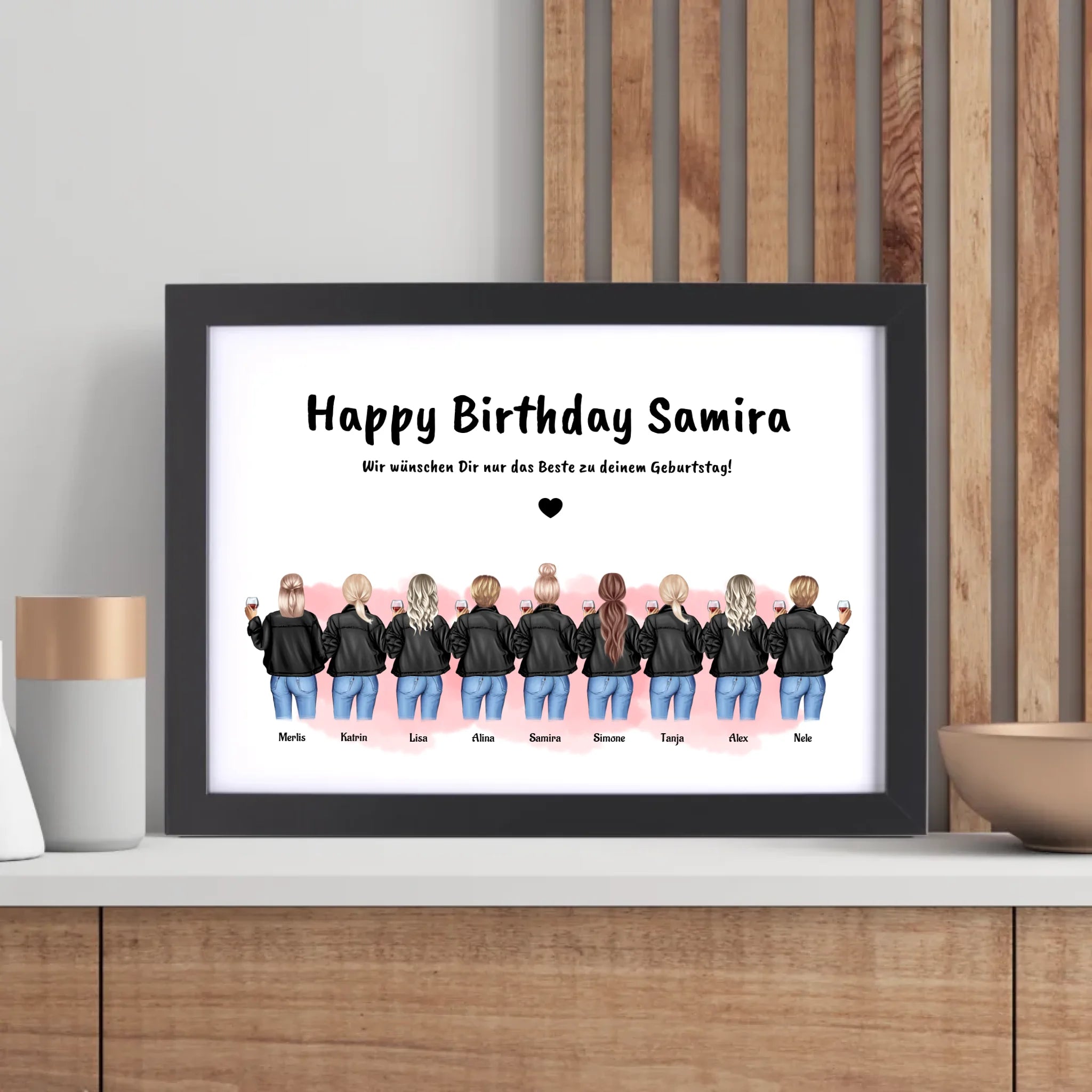 Geschenk Poster 9 Freundinnen personalisiert - Cantty