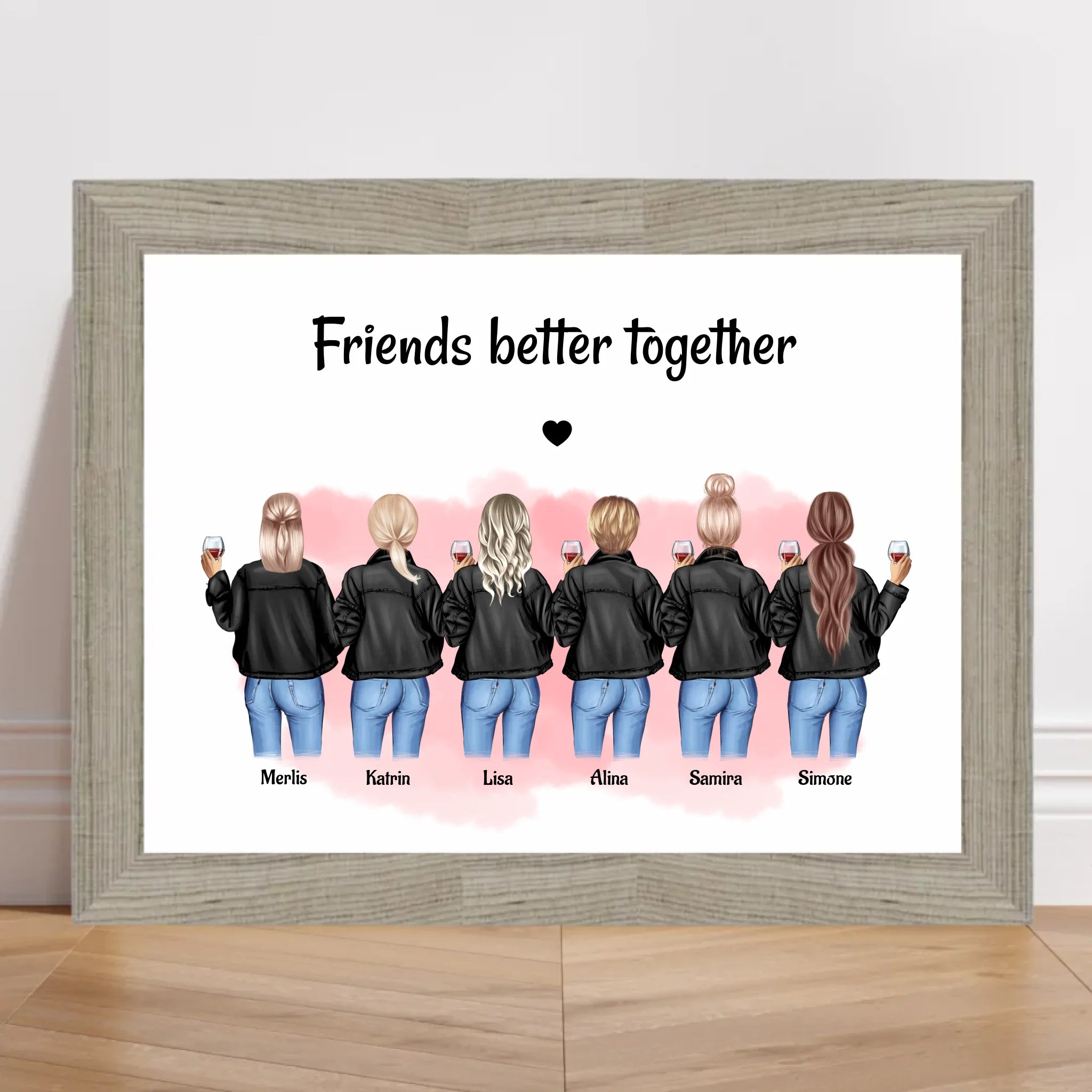 6 Freundinnen Geburtstag Poster personalisiert - Cantty