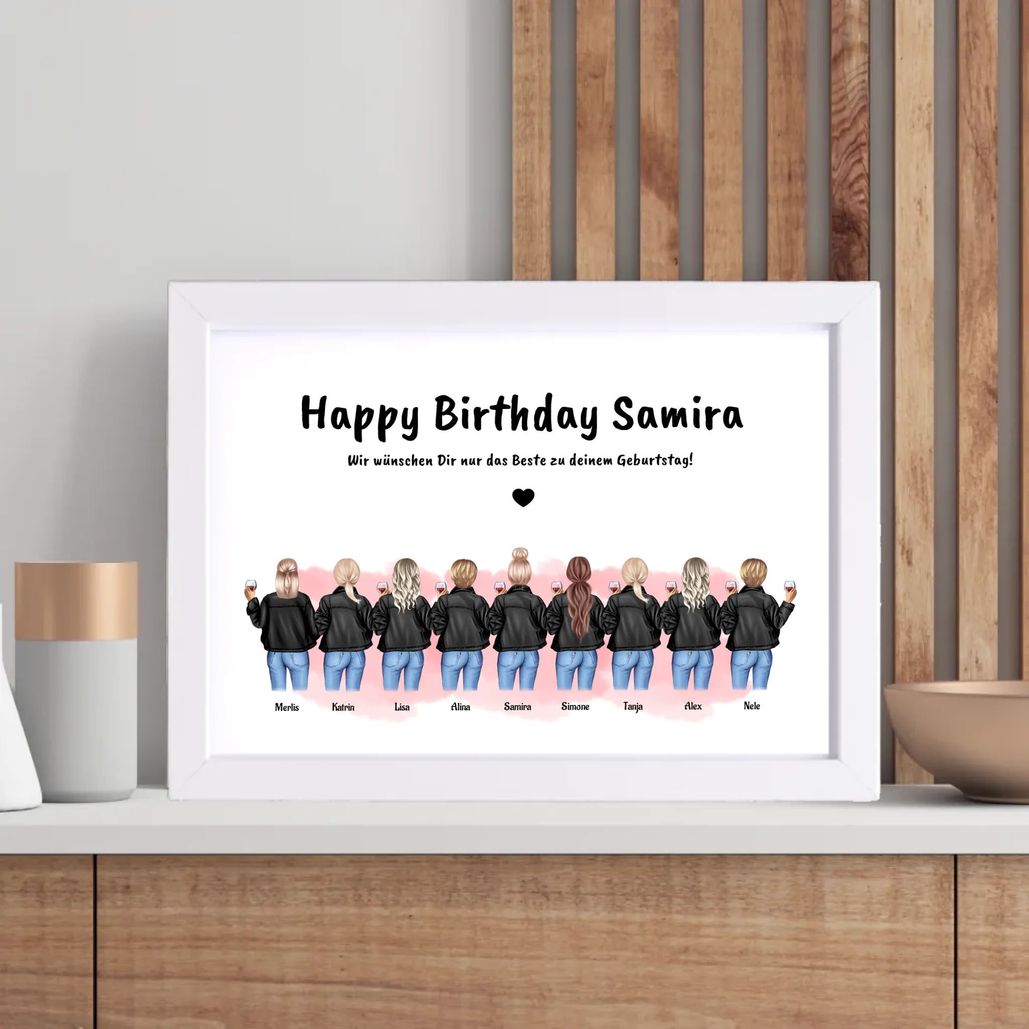 Geschenk Poster 9 Freundinnen personalisiert - Cantty