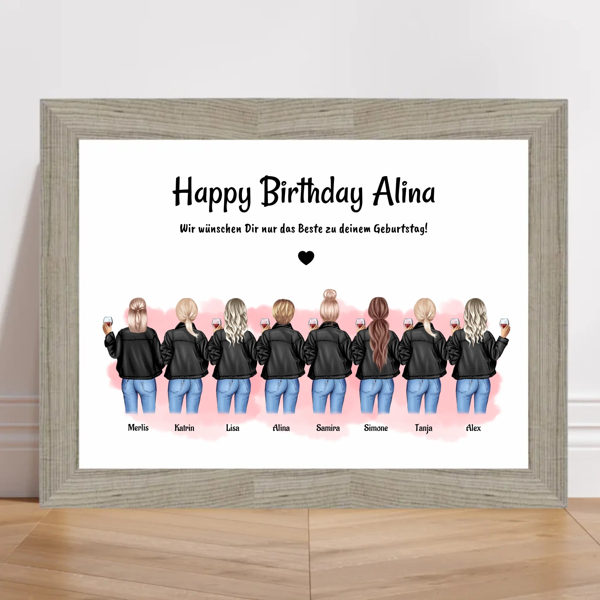 Geburtstag Geschenk Bild 8 Freundinnen personalisiert - Cantty