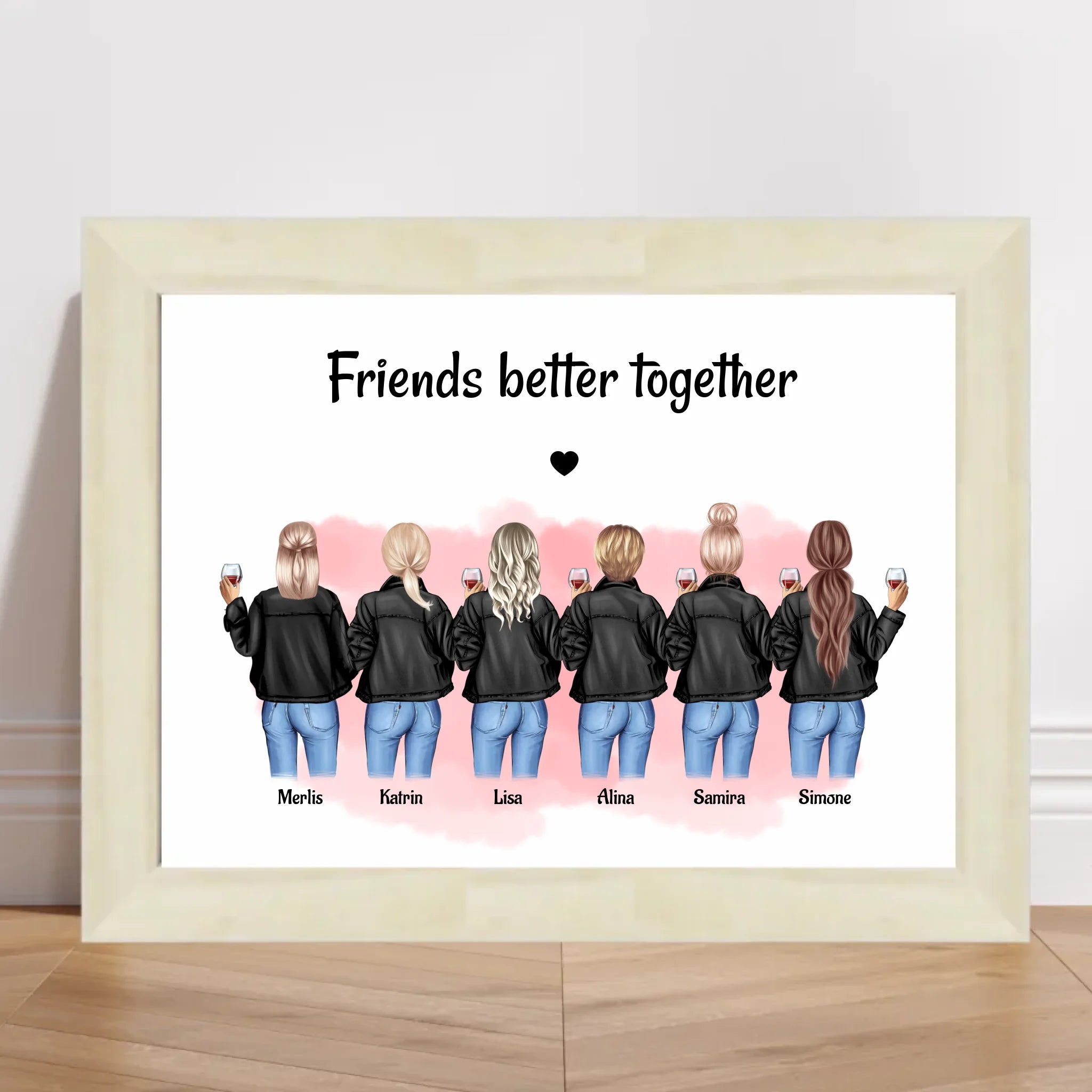 6 Freundinnen Geburtstag Poster personalisiert - Cantty
