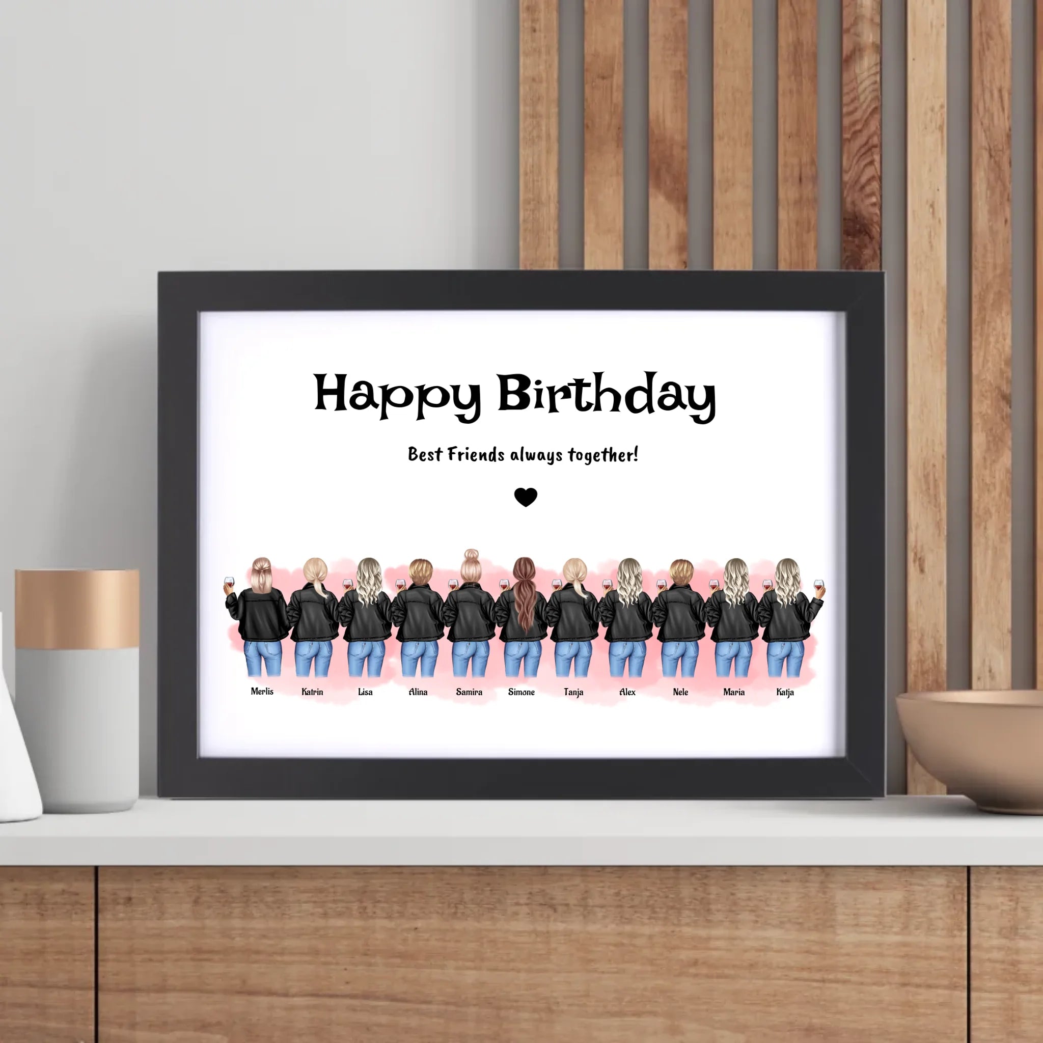 11 Freundinnen Poster personalisiert Geburtstagsgeschenk - Cantty