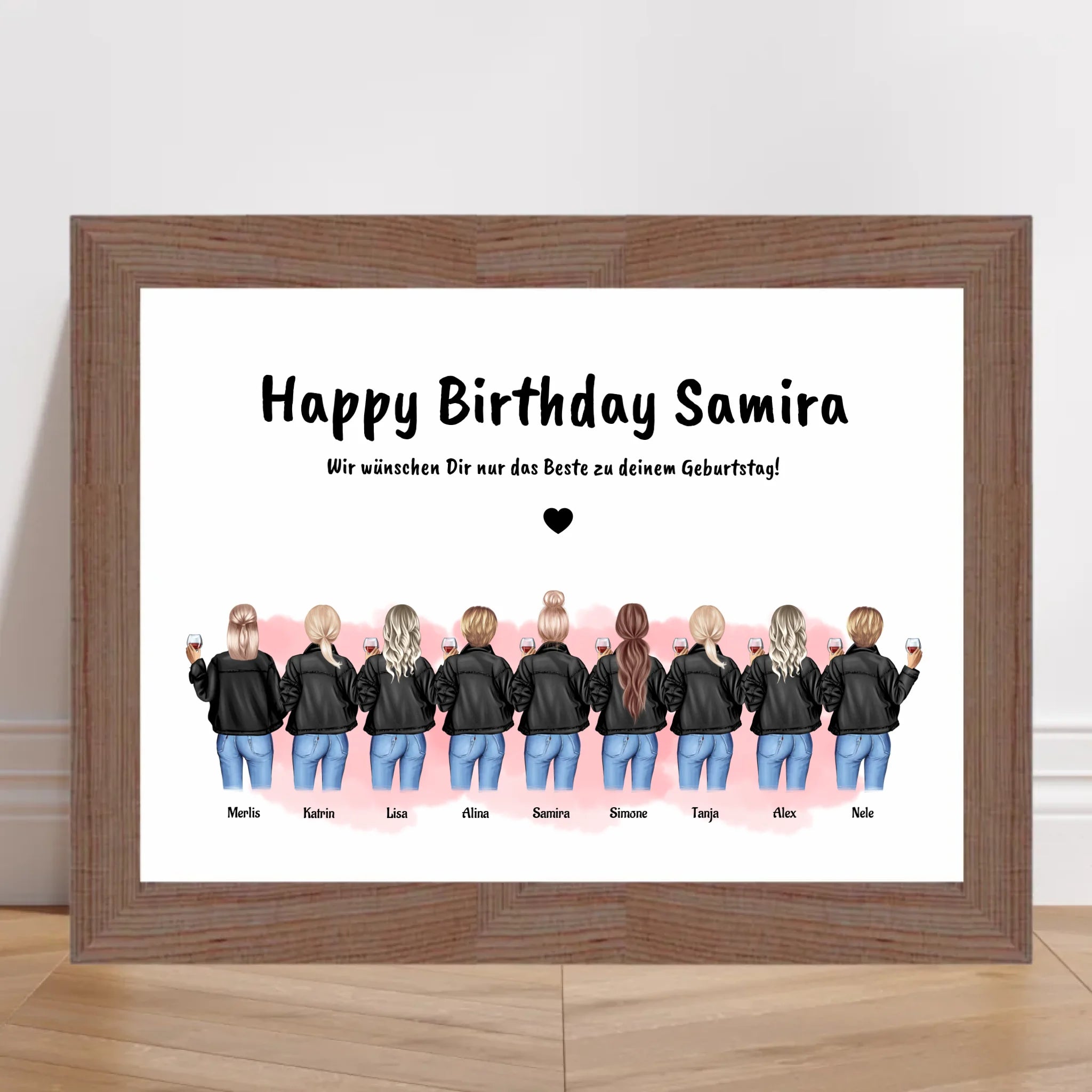 Geschenk Poster 9 Freundinnen personalisiert - Cantty