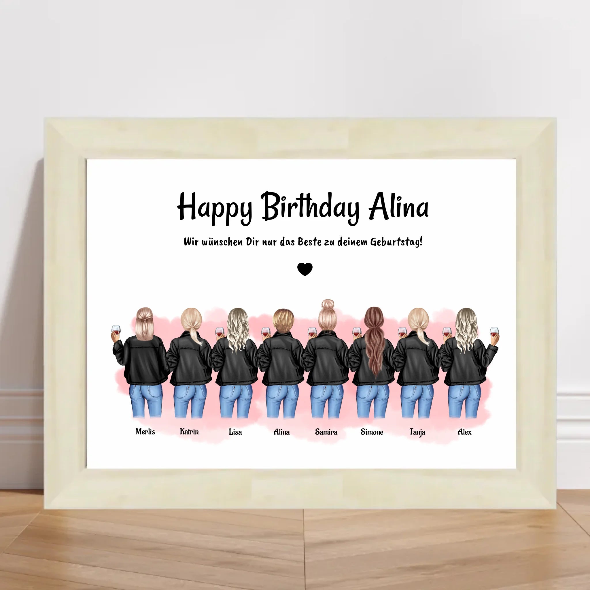 Geburtstag Geschenk Bild 8 Freundinnen personalisiert - Cantty