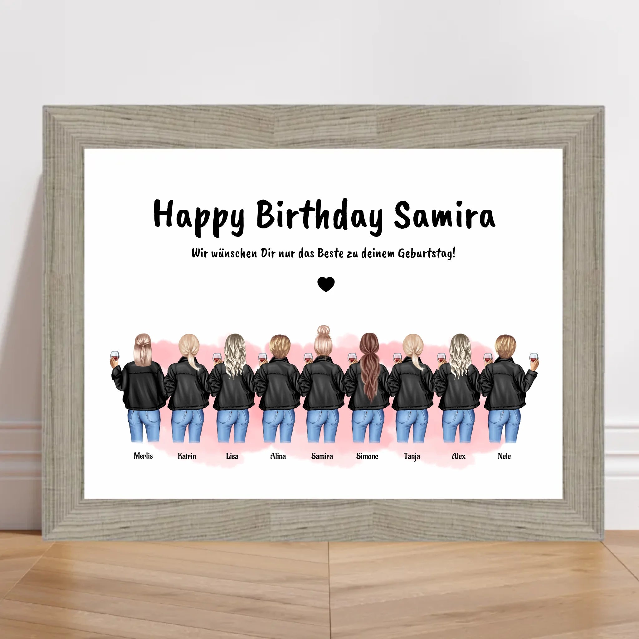 Geschenk Poster 9 Freundinnen personalisiert - Cantty