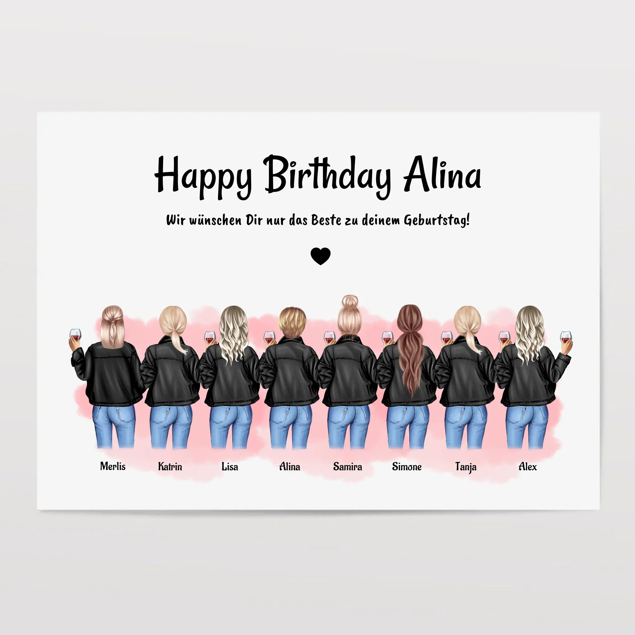 Geburtstag Geschenk Bild 8 Freundinnen personalisiert - Cantty