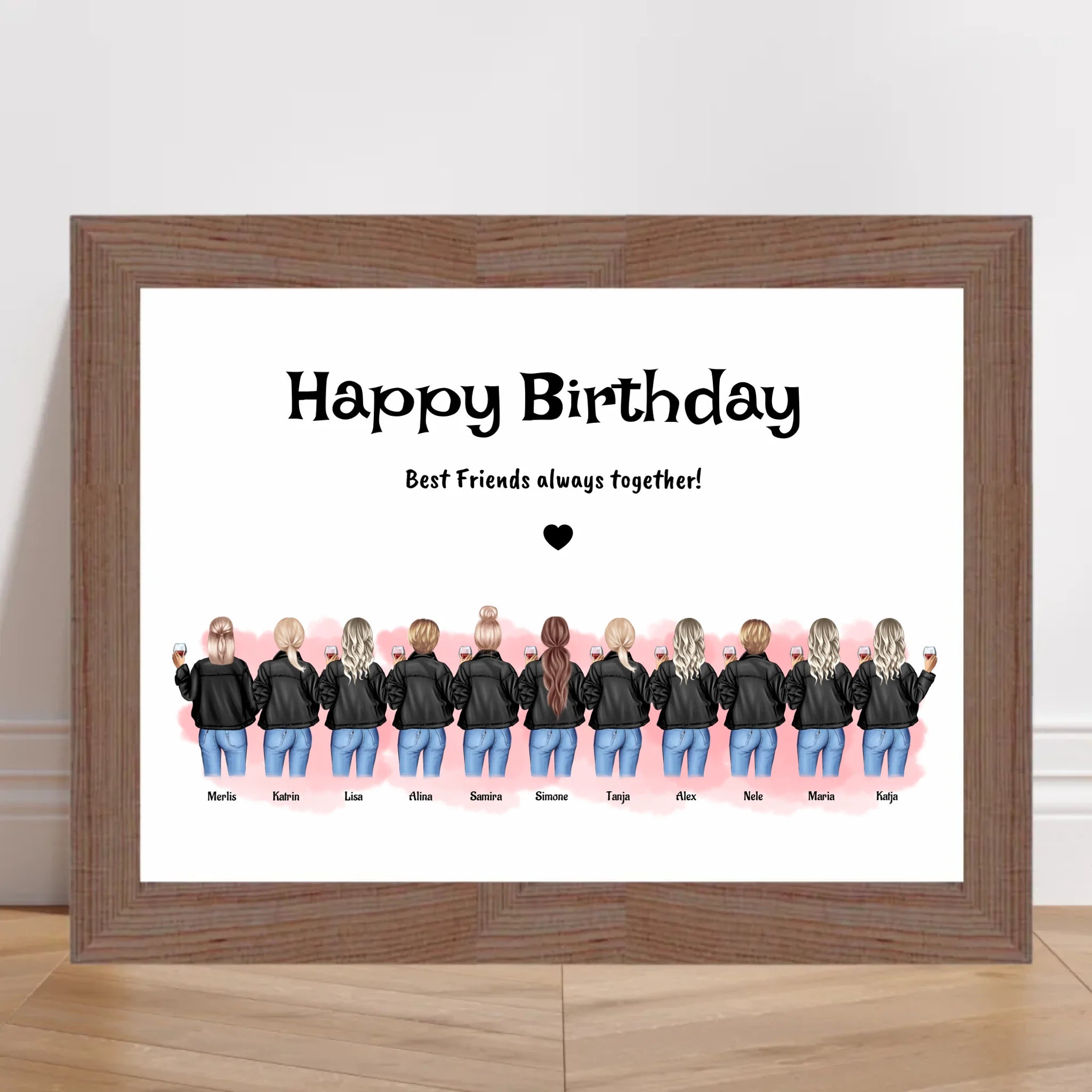 11 Freundinnen Poster personalisiert Geburtstagsgeschenk - Cantty