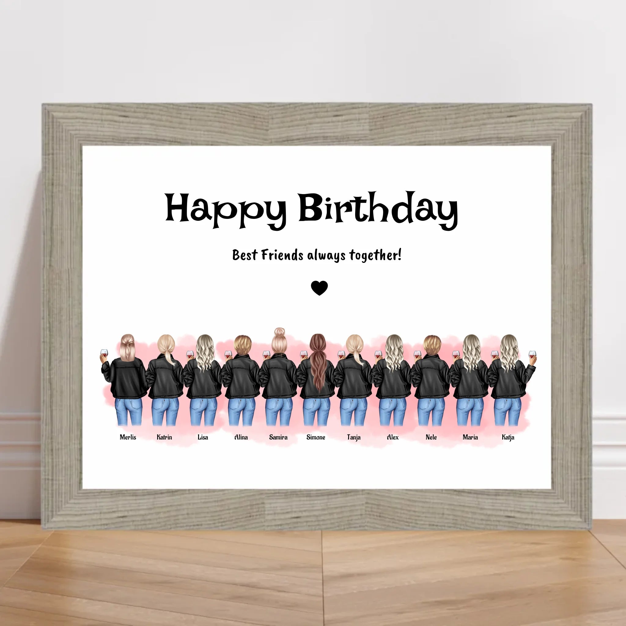 11 Freundinnen Poster personalisiert Geburtstagsgeschenk - Cantty