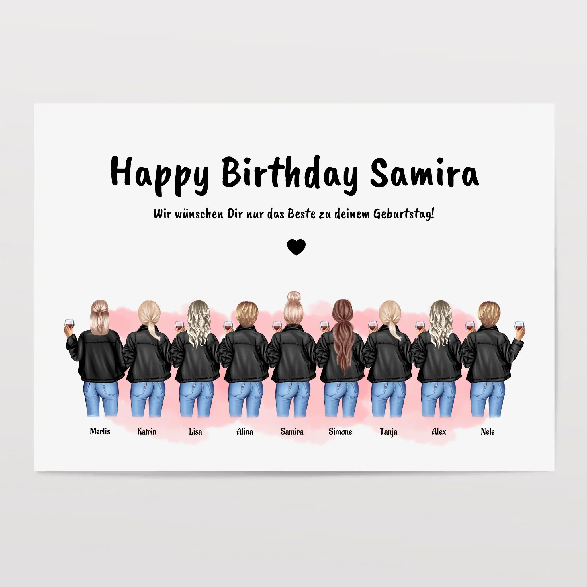 Geschenk Poster 9 Freundinnen personalisiert - Cantty