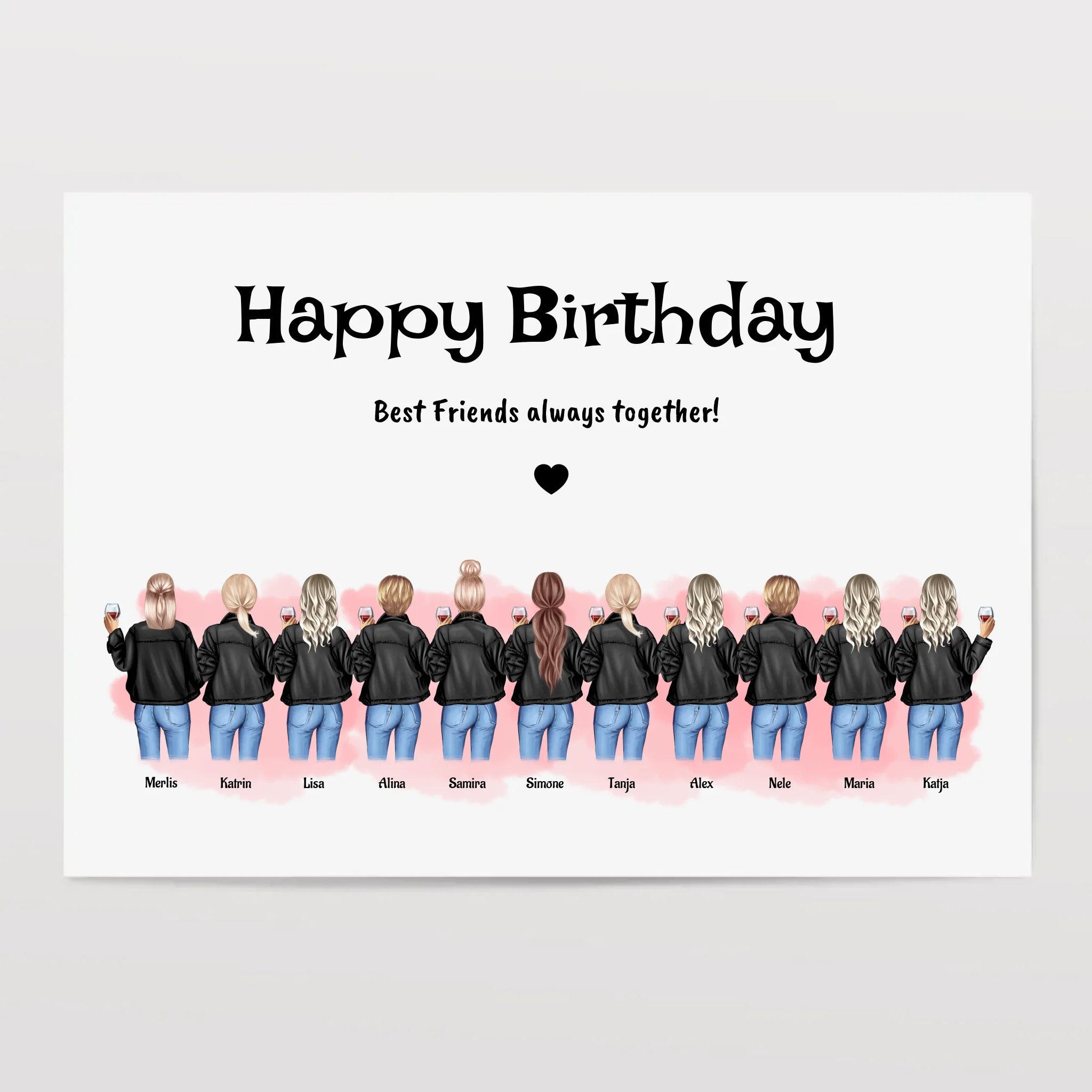 11 Freundinnen Poster personalisiert Geburtstagsgeschenk - Cantty