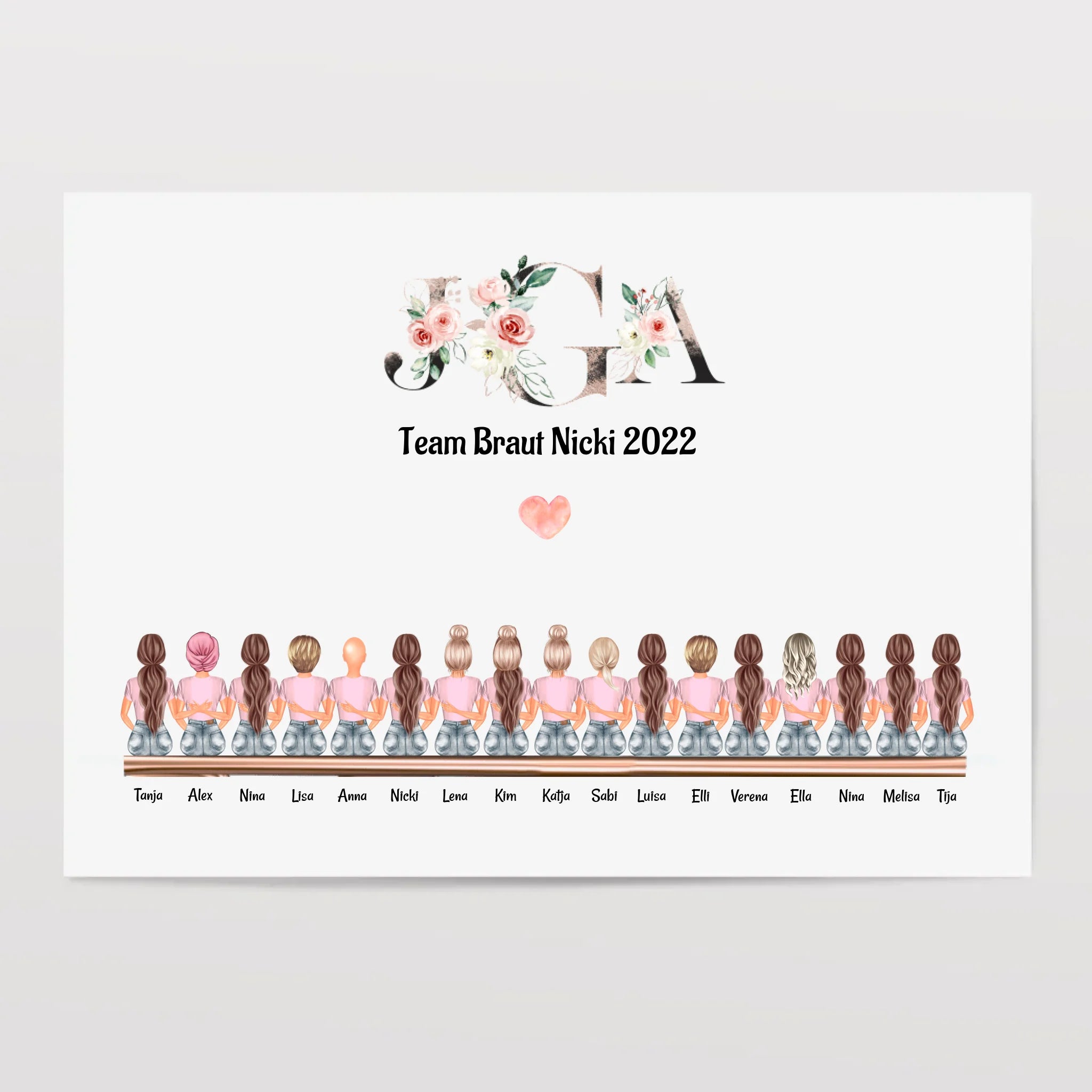 17 Freundinnen Bild Geschenk personalisiert - Cantty