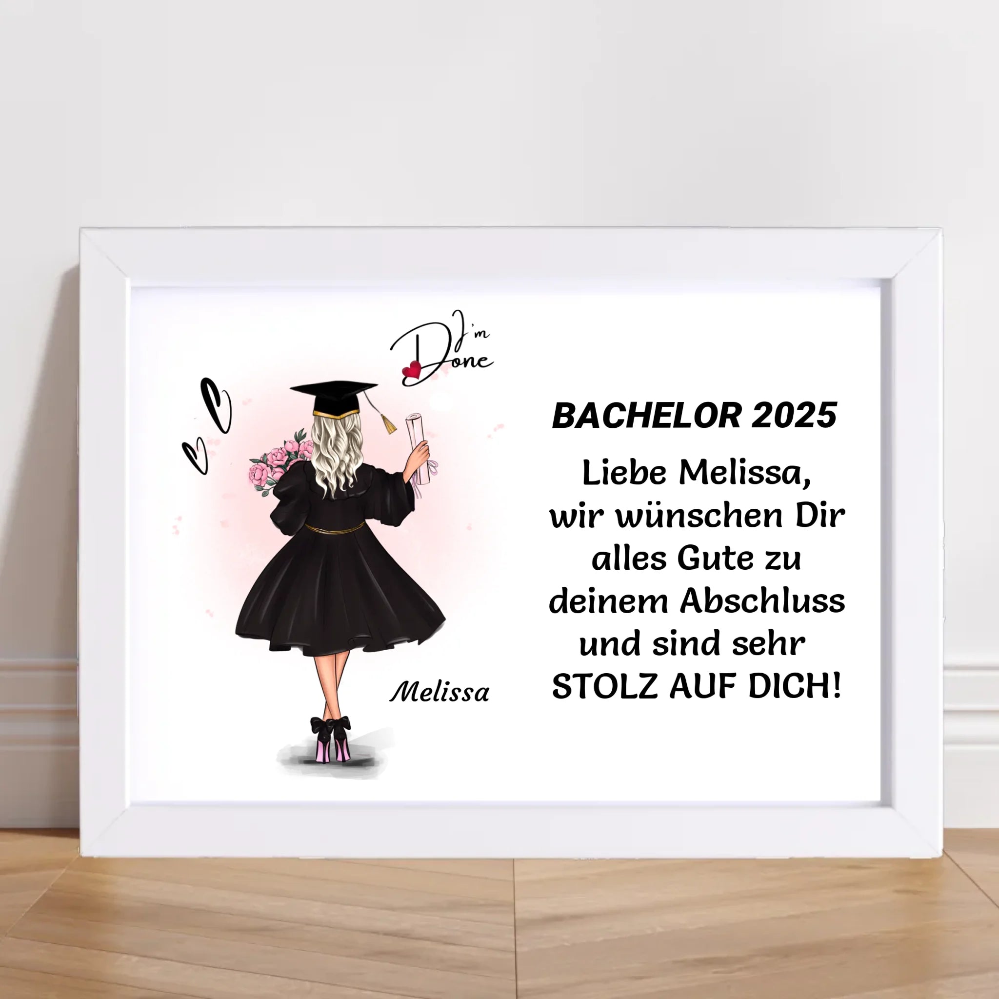 Personalisiertes Bachelor Abschlussgeschenk Poster / Bild / Karte - Cantty
