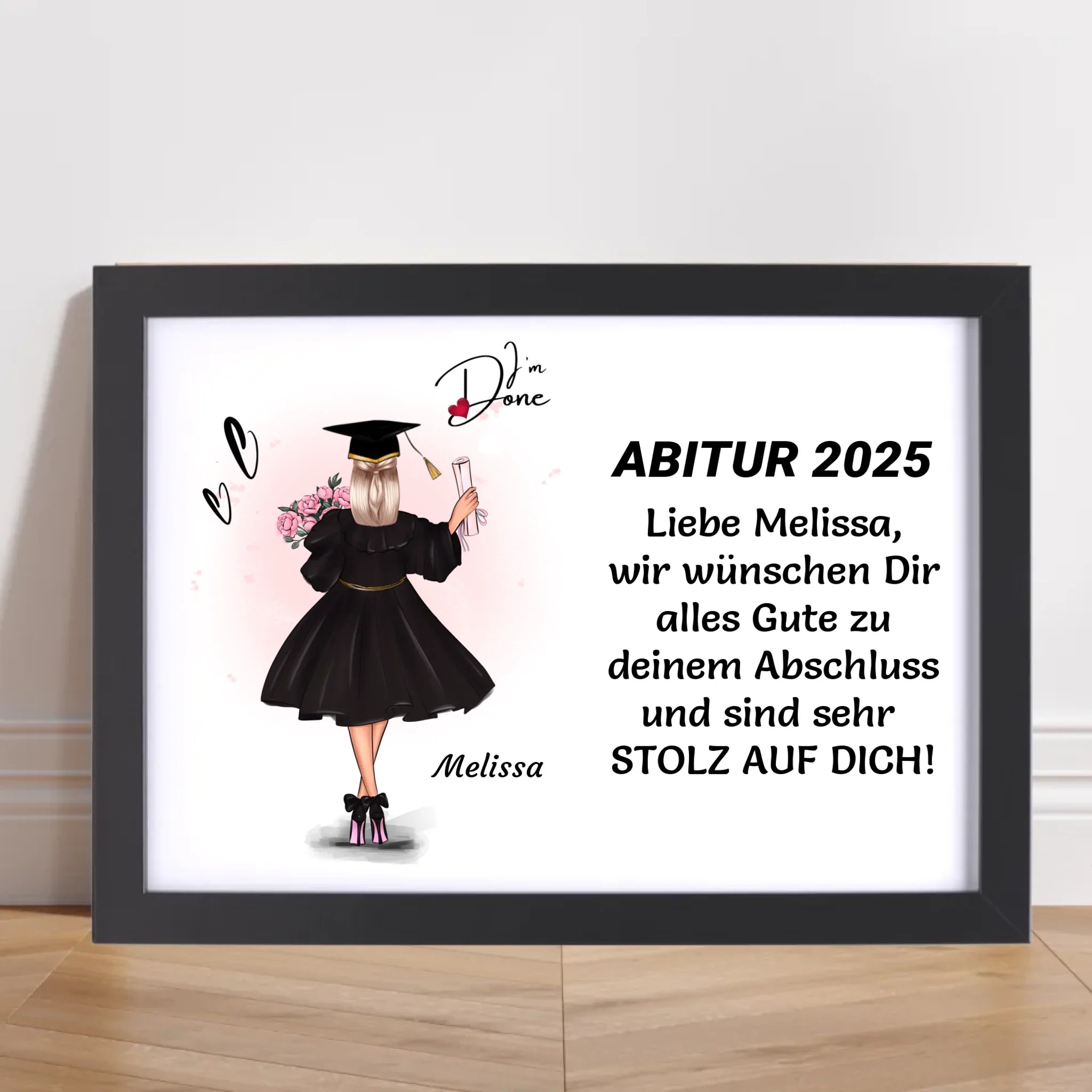 Geschenk zum Abitur MĂ€dchen Poster / Bild / Karte personalisiert - Cantty