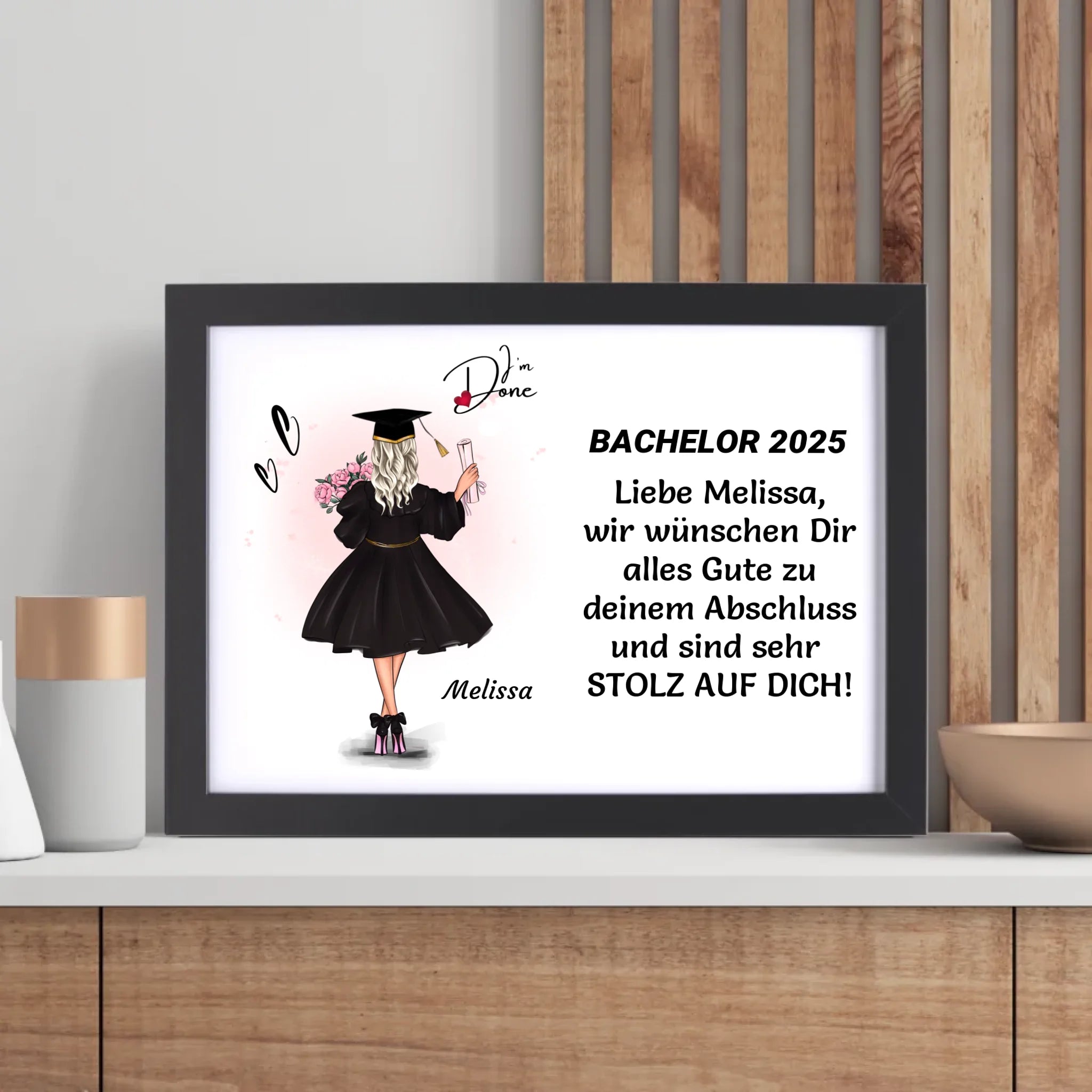 Personalisiertes Bachelor Abschlussgeschenk Poster / Bild / Karte - Cantty
