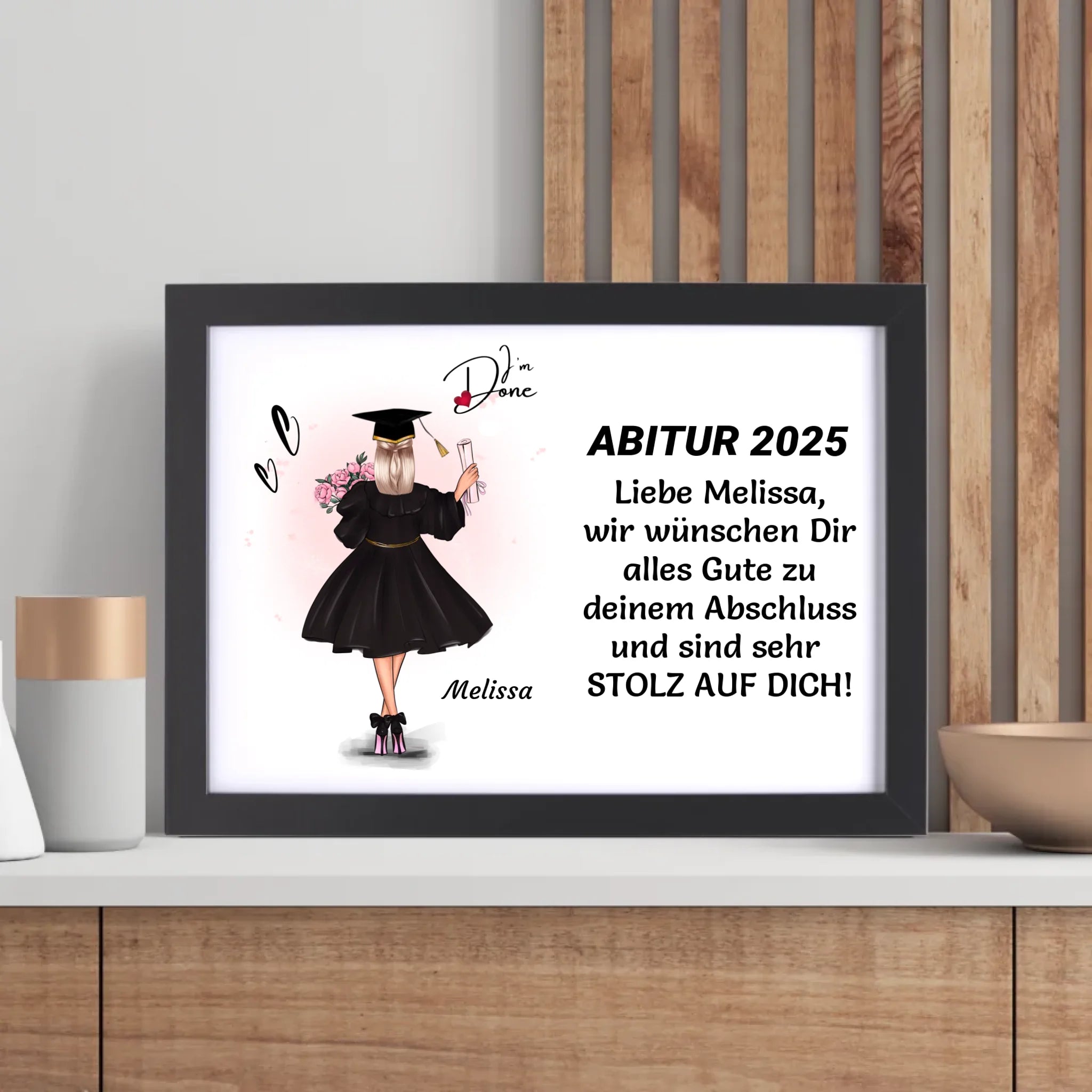 Geschenk zum Abitur MĂ€dchen Poster / Bild / Karte personalisiert - Cantty