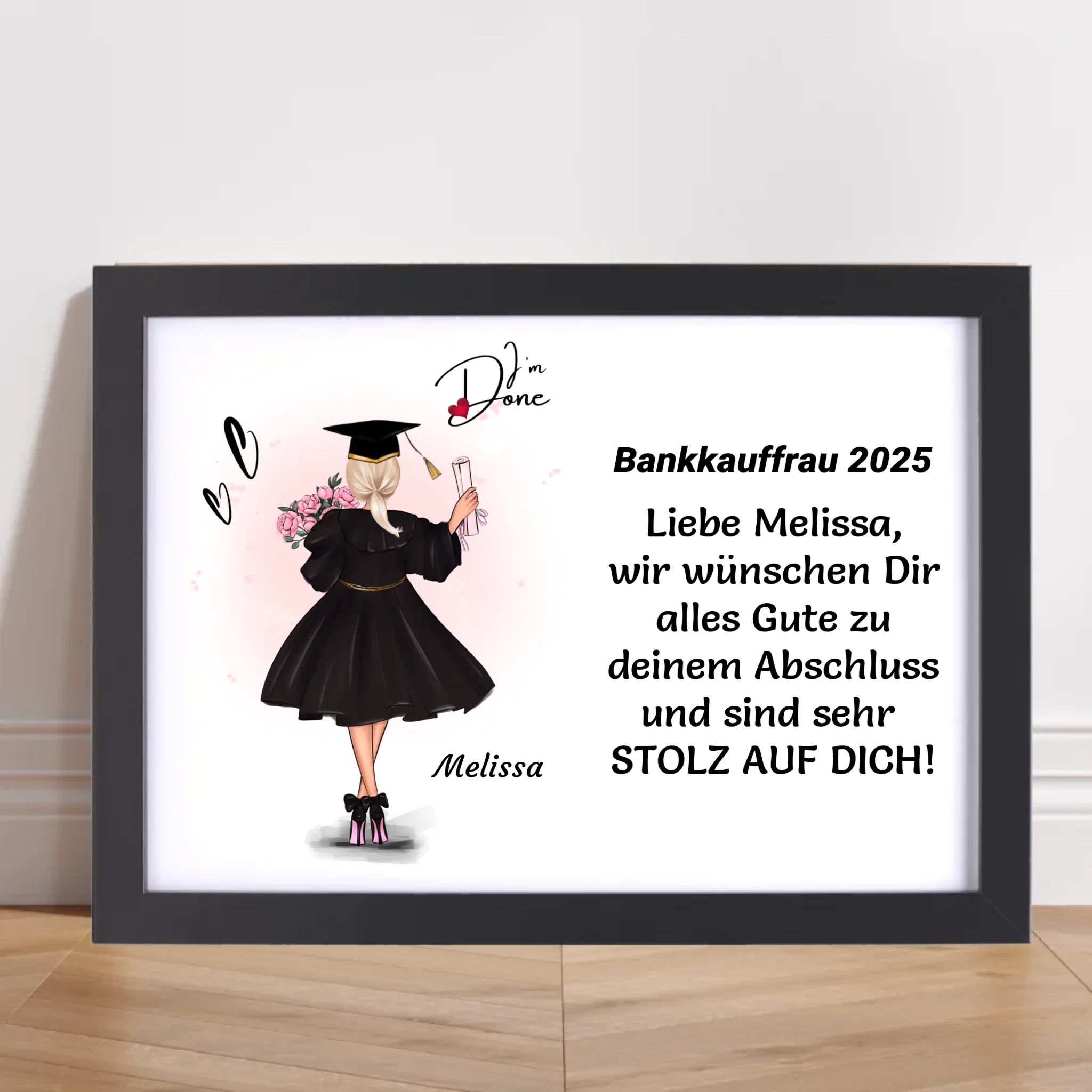 Personalisiertes Ausbildung bestanden Poster / Bild / Karte Geschenk für Mädchen - Cantty