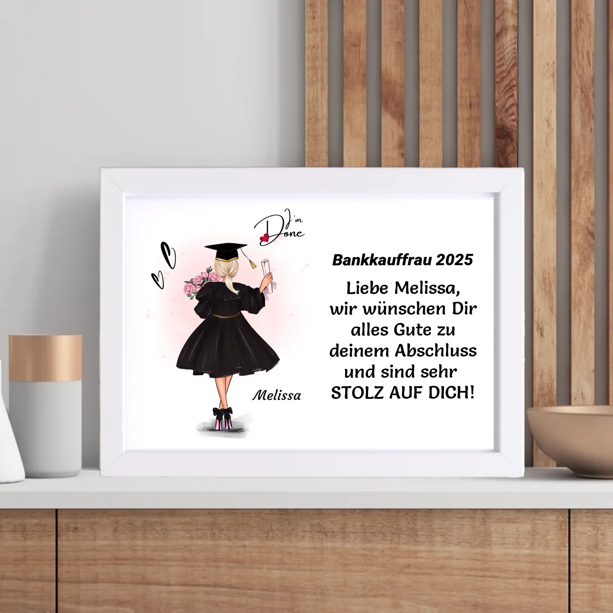 Personalisiertes Ausbildung bestanden Poster / Bild / Karte Geschenk für Mädchen - Cantty