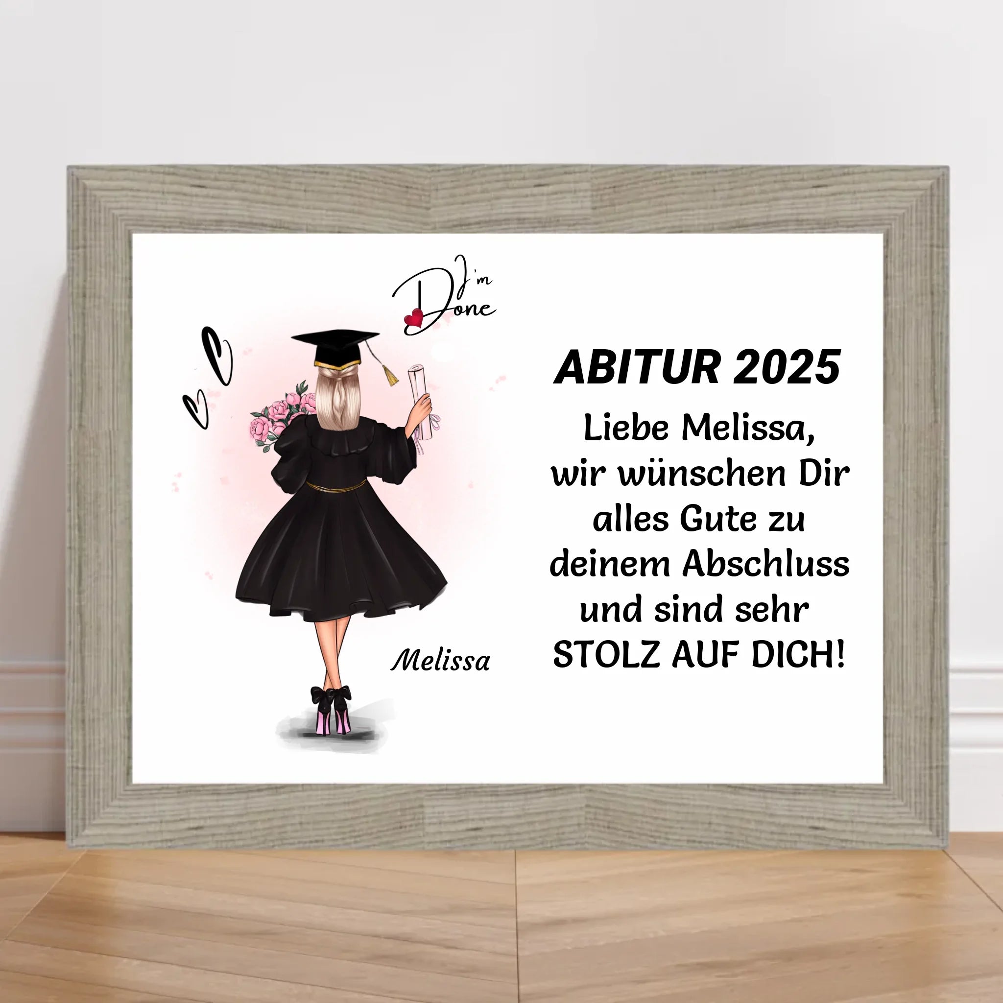 Geschenk zum Abitur MĂ€dchen Poster / Bild / Karte personalisiert - Cantty