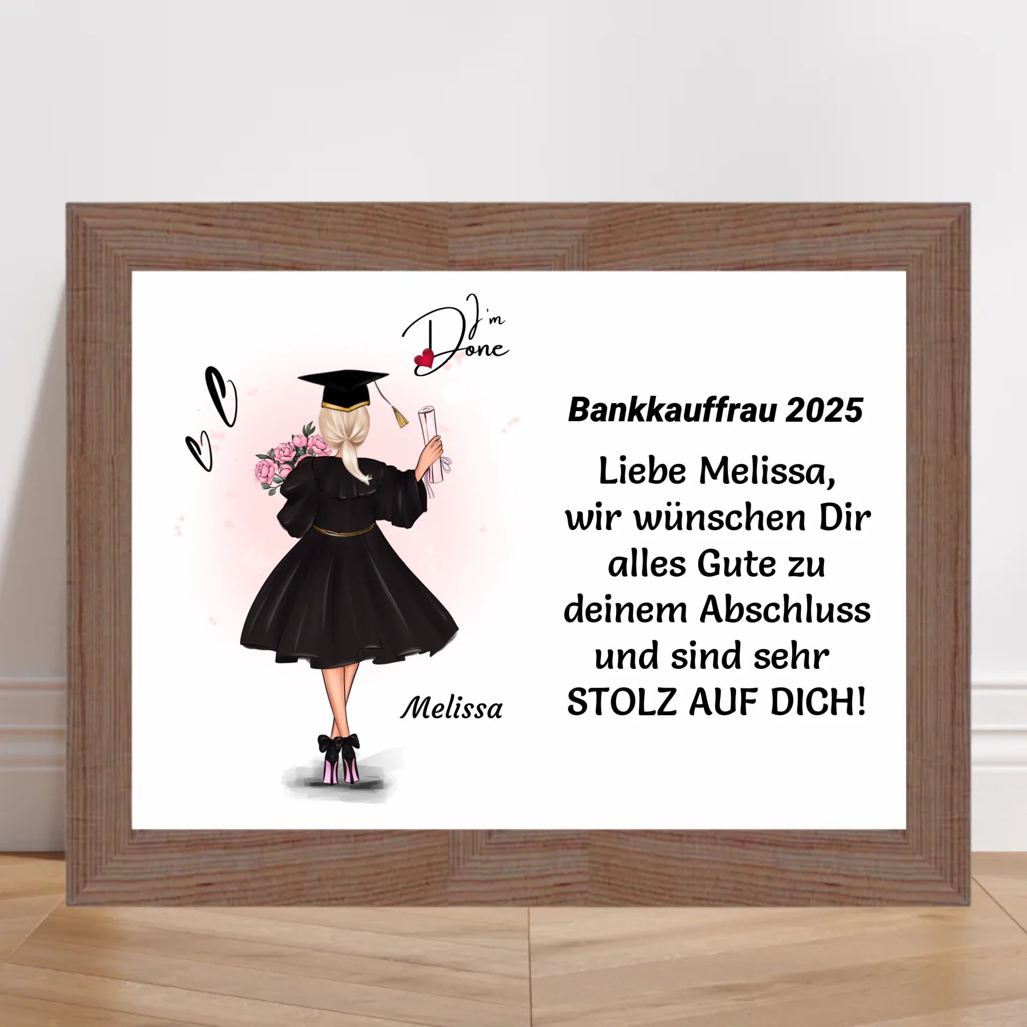 Personalisiertes Ausbildung bestanden Poster / Bild / Karte Geschenk für Mädchen - Cantty