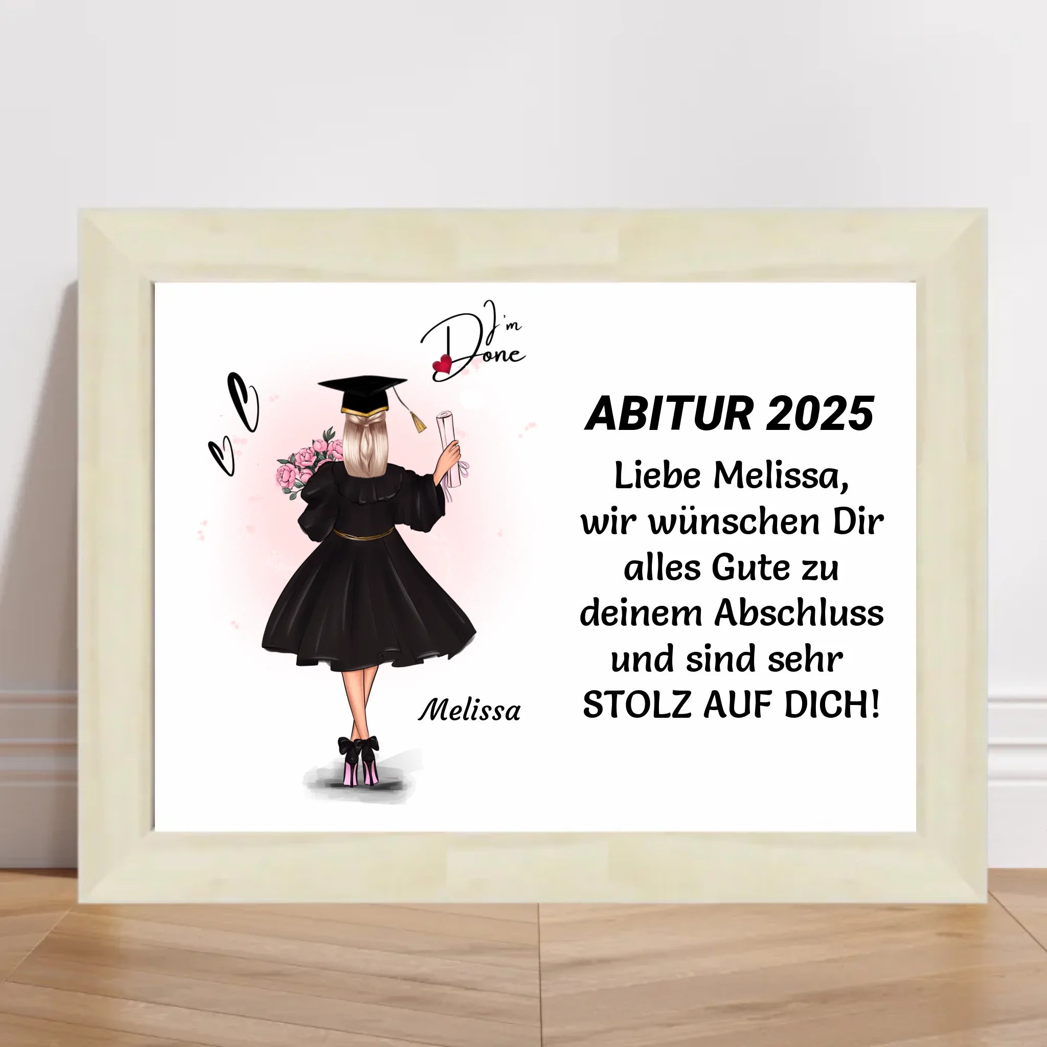 Geschenk zum Abitur MĂ€dchen Poster / Bild / Karte personalisiert - Cantty