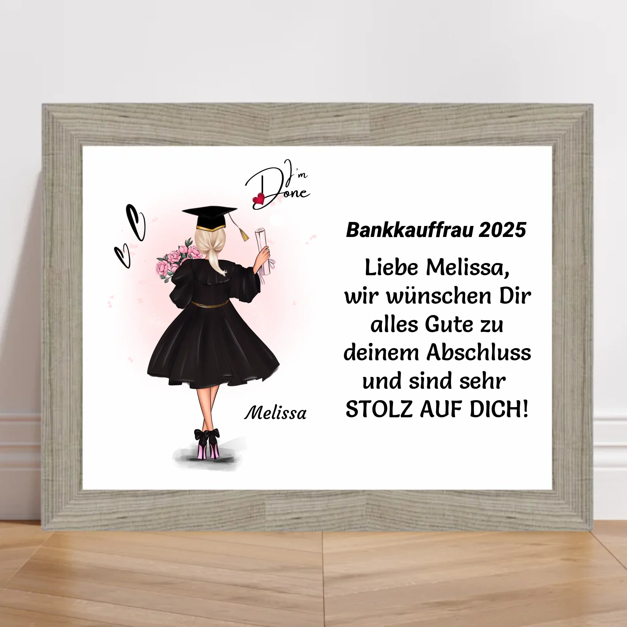 Personalisiertes Ausbildung bestanden Poster / Bild / Karte Geschenk für Mädchen - Cantty
