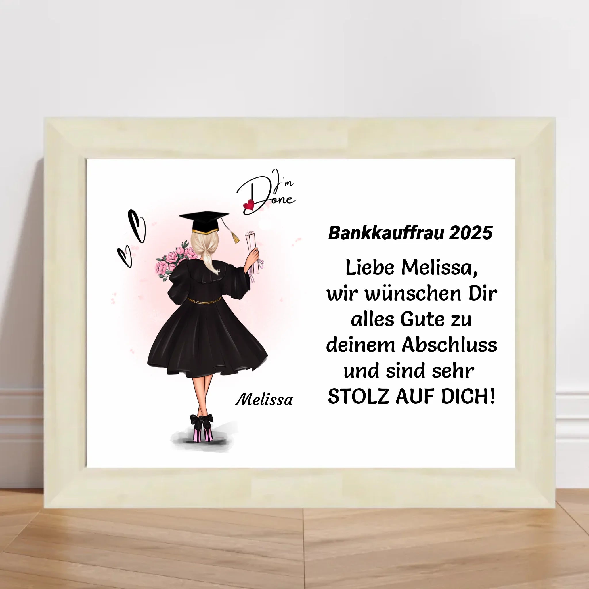 Personalisiertes Ausbildung bestanden Poster / Bild / Karte Geschenk für Mädchen - Cantty
