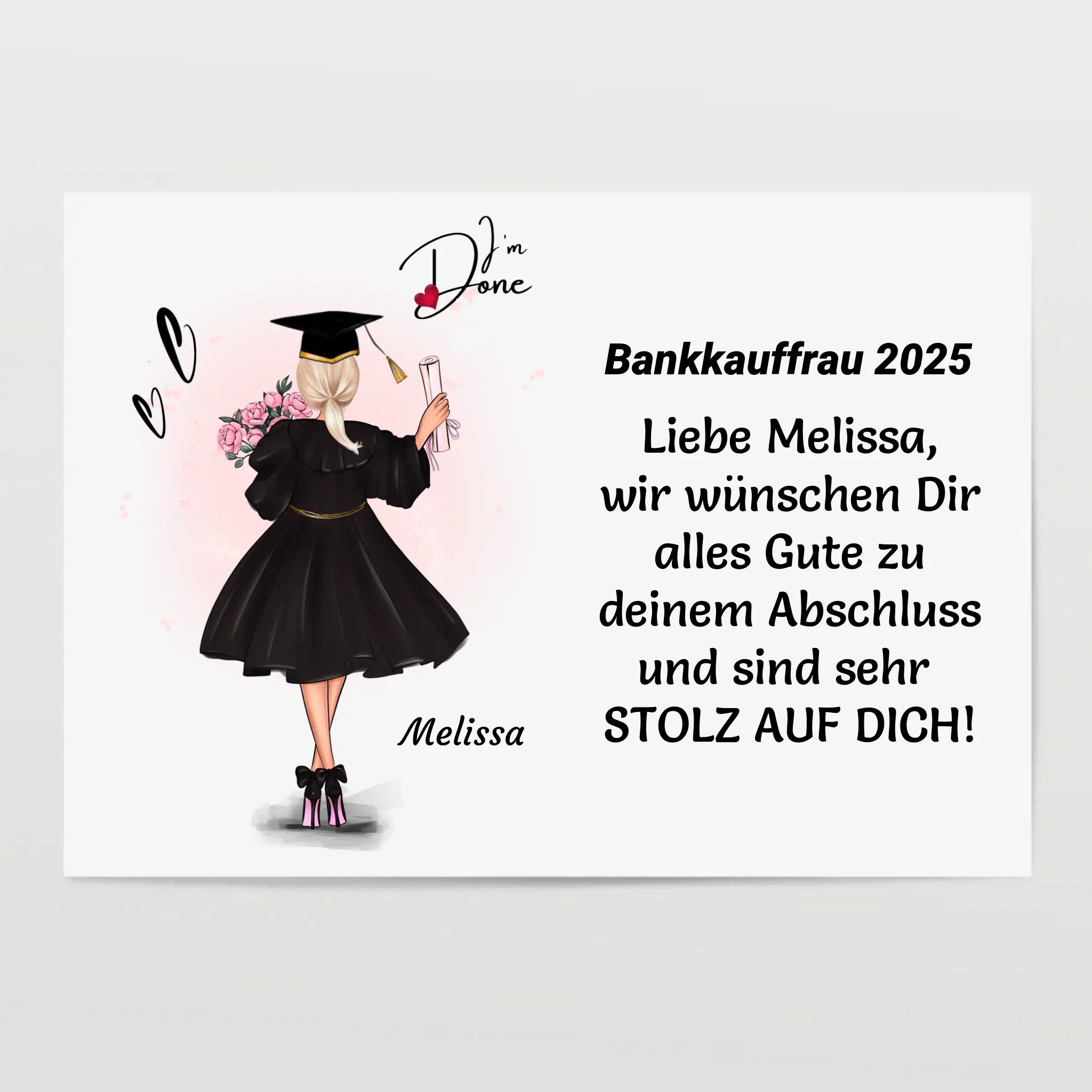 Personalisiertes Ausbildung bestanden Poster / Bild / Karte Geschenk für Mädchen - Cantty