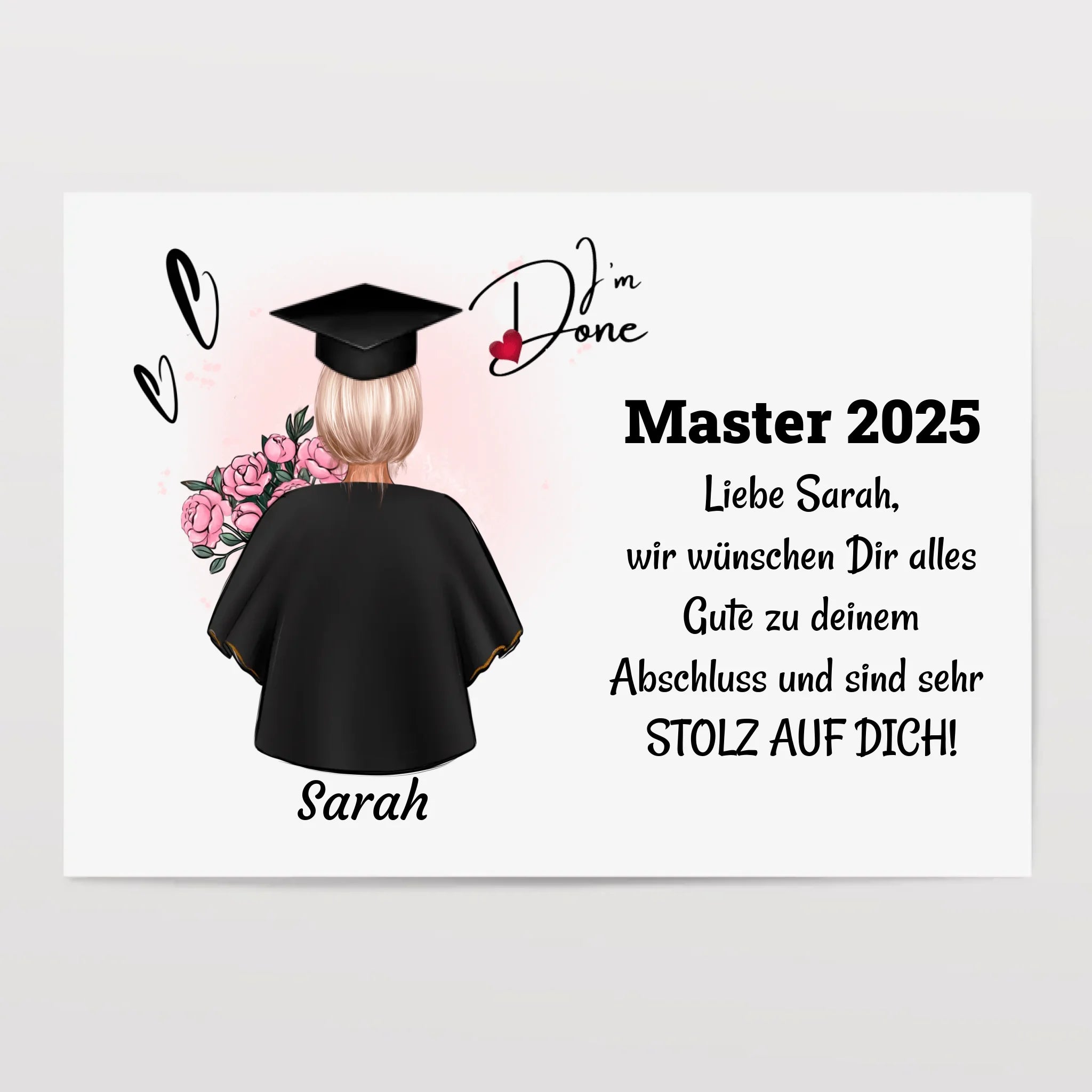 Masterstudium Frau Poster/ Bild / Karte Abschlussgeschenk - Cantty