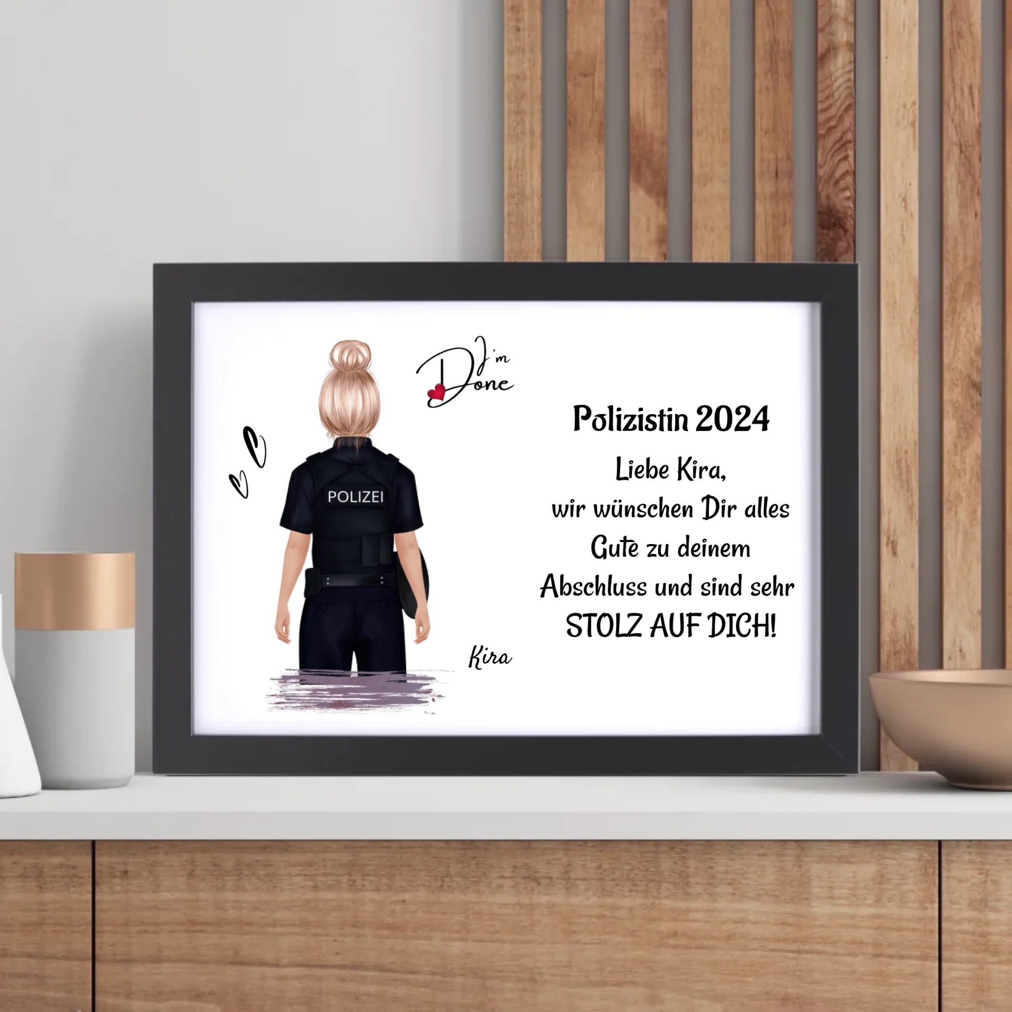 Polizei Frau Ausbildung Abschlussgeschenk Poster / Bild / Karte - Cantty