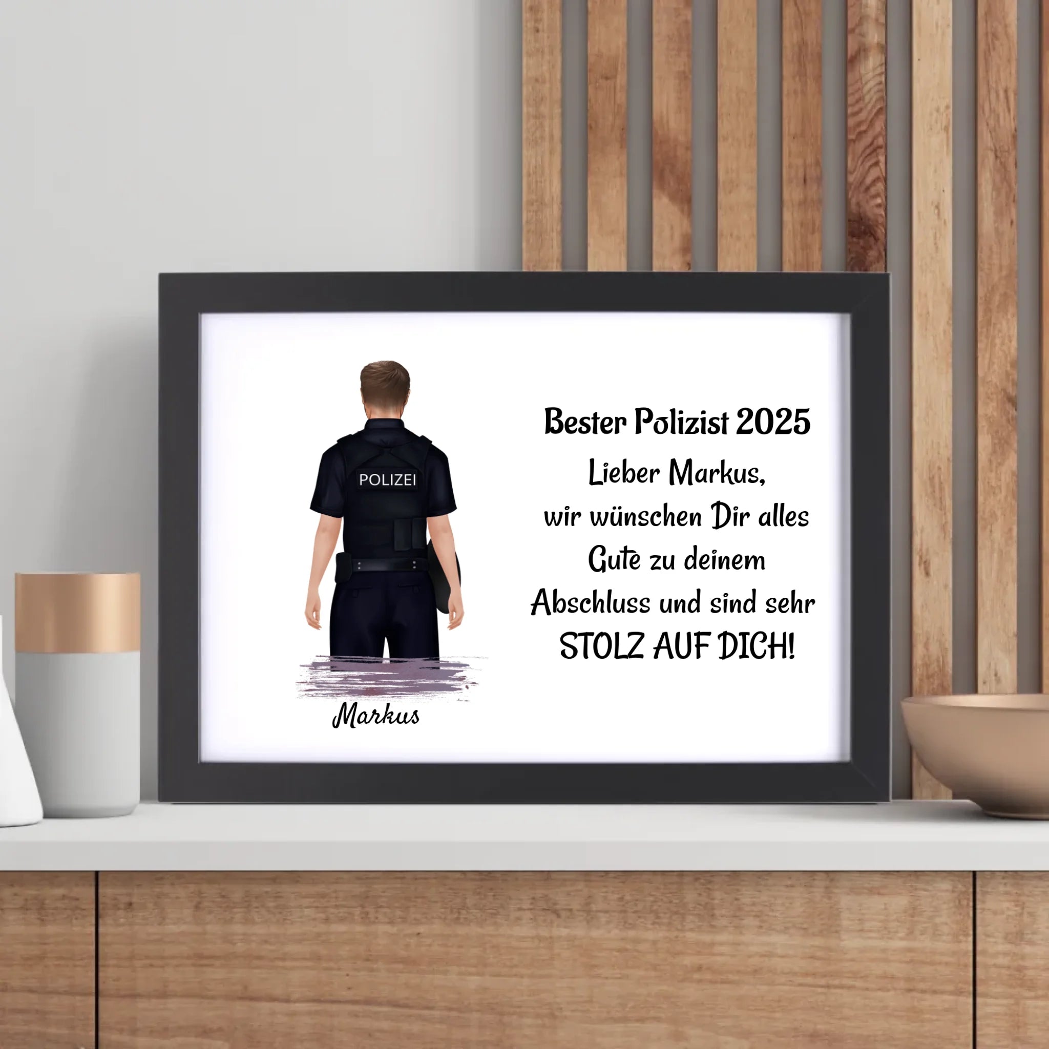 Polizist Mann Ausbildung Abschluss Geschenk Poster - Cantty