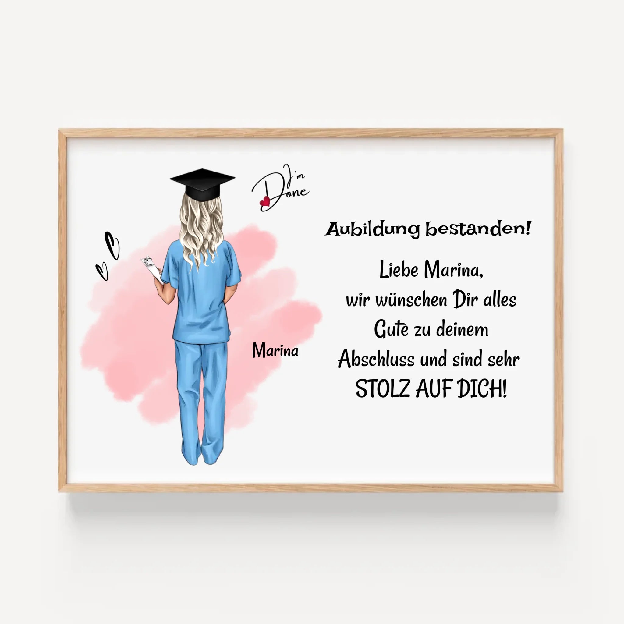 Krankenschwester Examen Ausbildung bestanden Poster Bild Karte Geschenk - Cantty