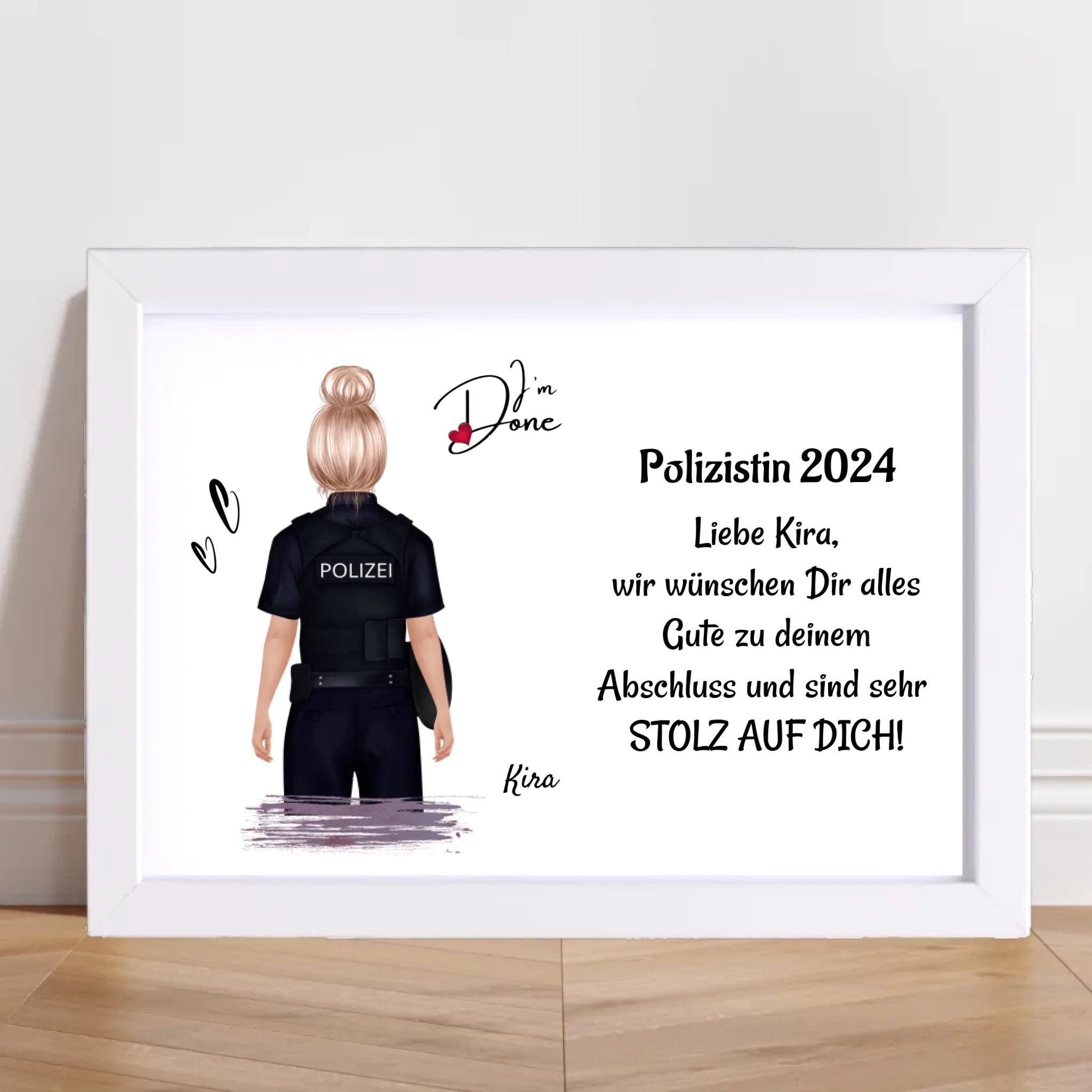 Polizei Frau Ausbildung Abschlussgeschenk Poster / Bild / Karte - Cantty