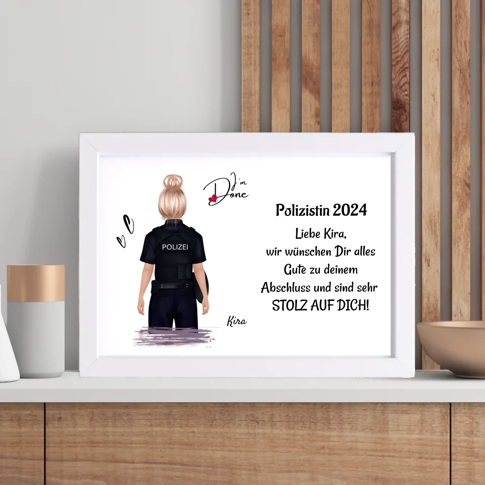 Polizei Frau Ausbildung Abschlussgeschenk Poster / Bild / Karte - Cantty