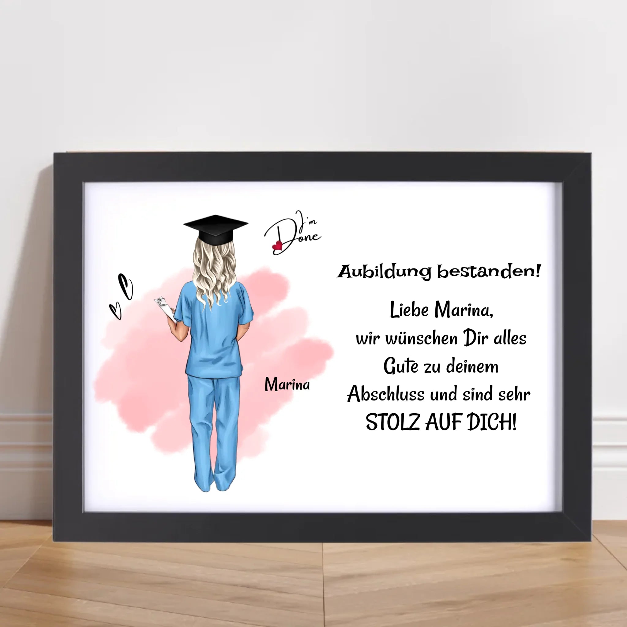 Krankenschwester Examen Ausbildung bestanden Poster Bild Karte Geschenk - Cantty