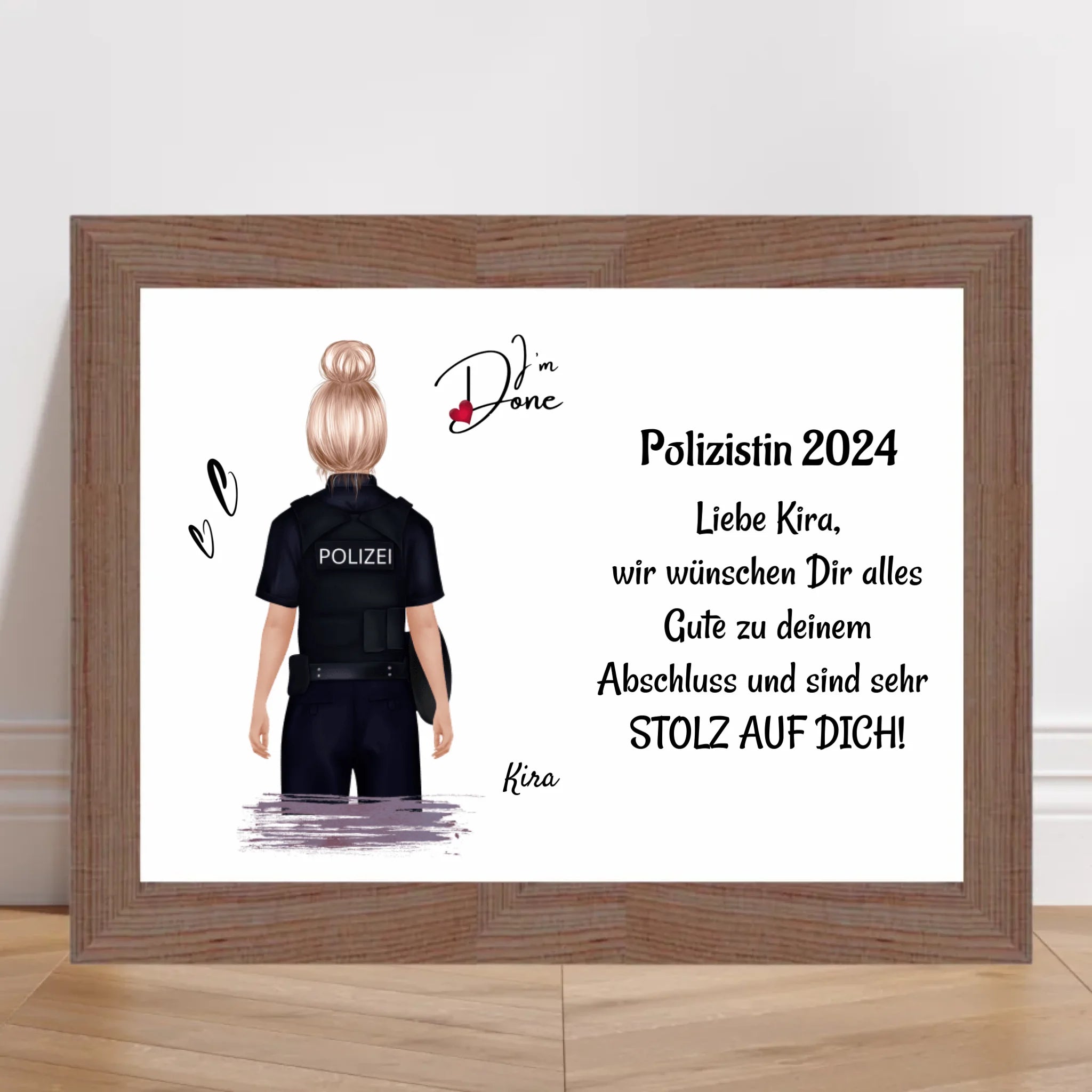 Polizei Frau Ausbildung Abschlussgeschenk Poster / Bild / Karte - Cantty