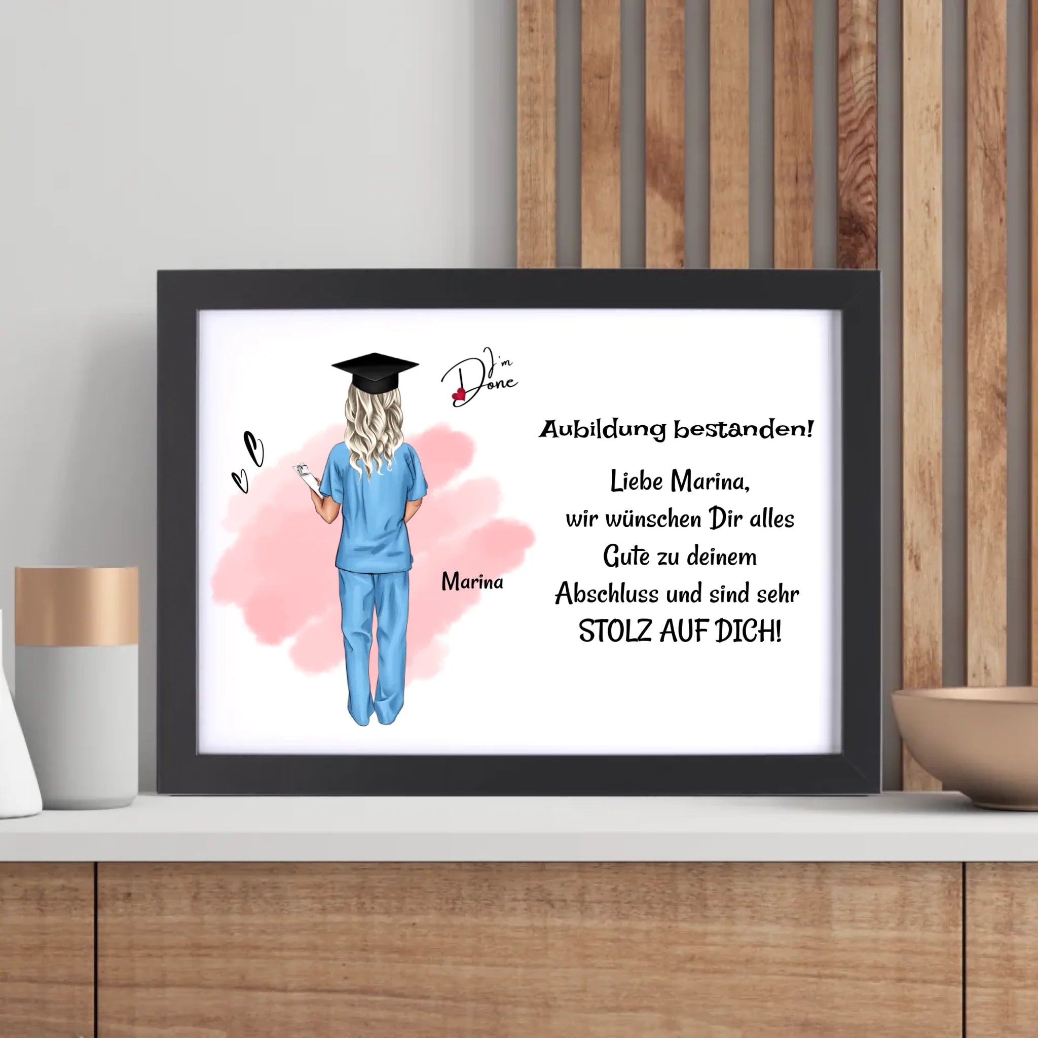 Krankenschwester Examen Ausbildung bestanden Poster Bild Karte Geschenk - Cantty