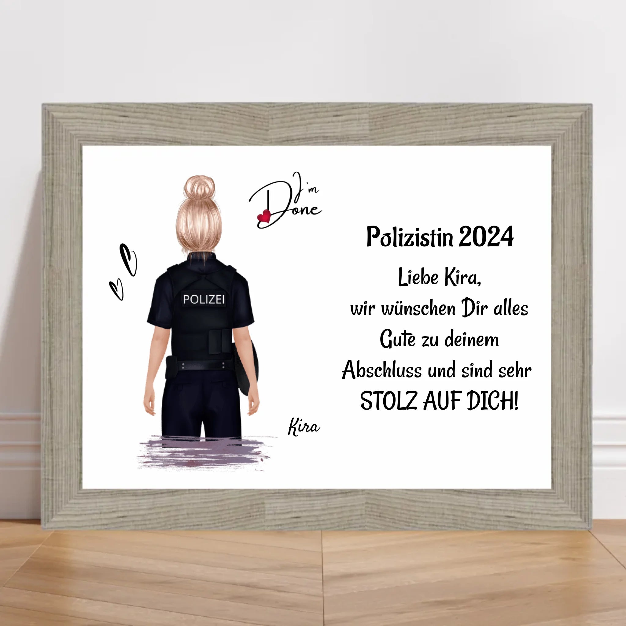 Polizei Frau Ausbildung Abschlussgeschenk Poster / Bild / Karte - Cantty