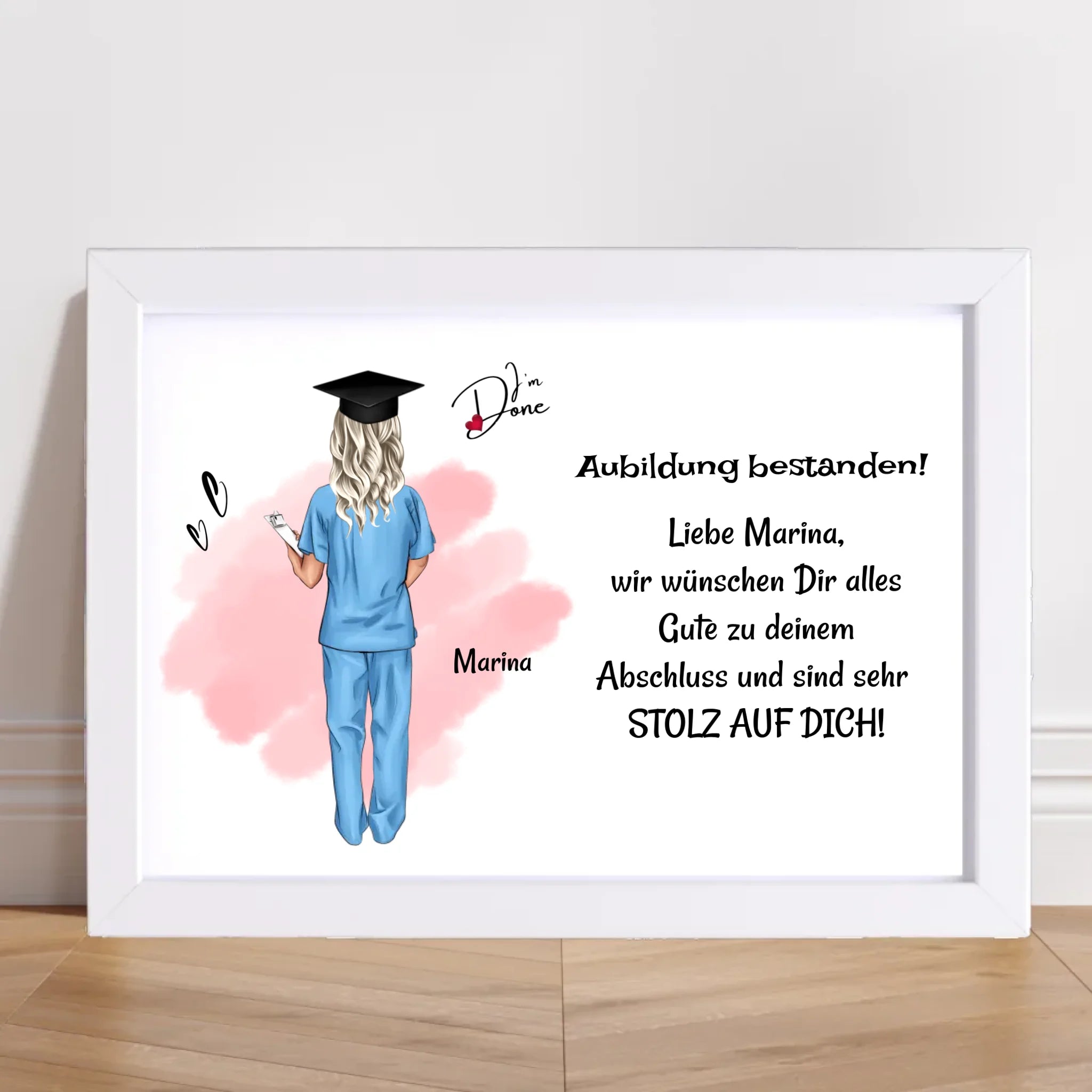 Krankenschwester Examen Ausbildung bestanden Poster Bild Karte Geschenk - Cantty