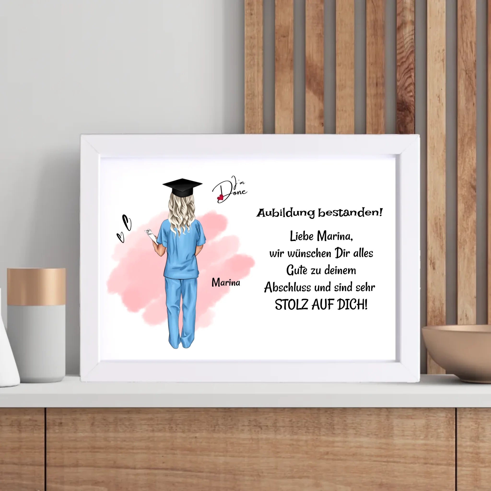 Krankenschwester Examen Ausbildung bestanden Poster Bild Karte Geschenk - Cantty