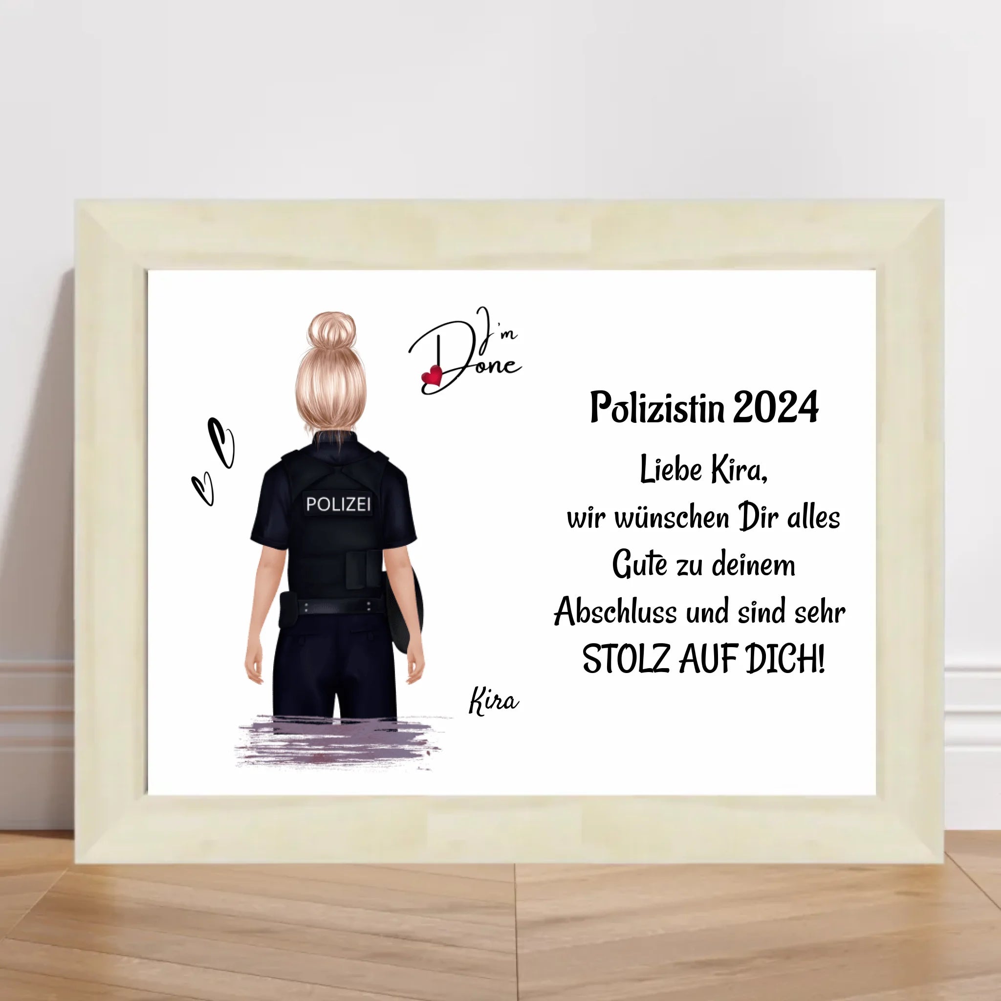 Polizei Frau Ausbildung Abschlussgeschenk Poster / Bild / Karte - Cantty