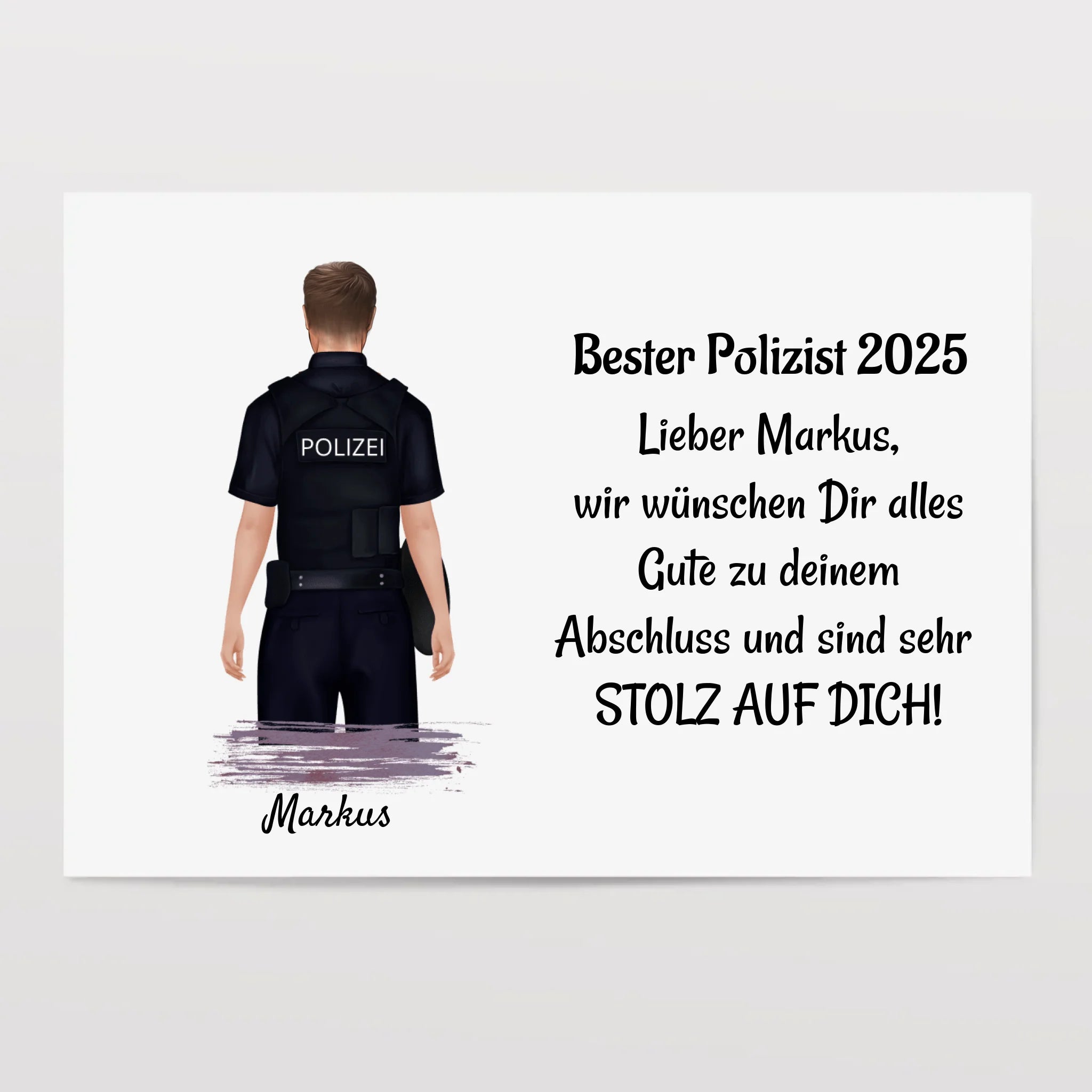 Polizist Mann Ausbildung Abschluss Geschenk Poster - Cantty