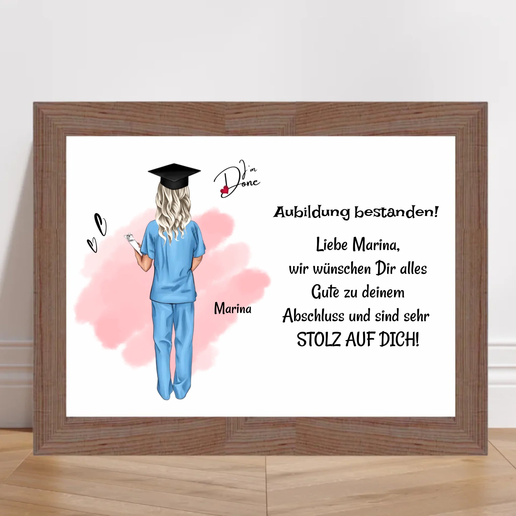 Krankenschwester Examen Ausbildung bestanden Poster Bild Karte Geschenk - Cantty