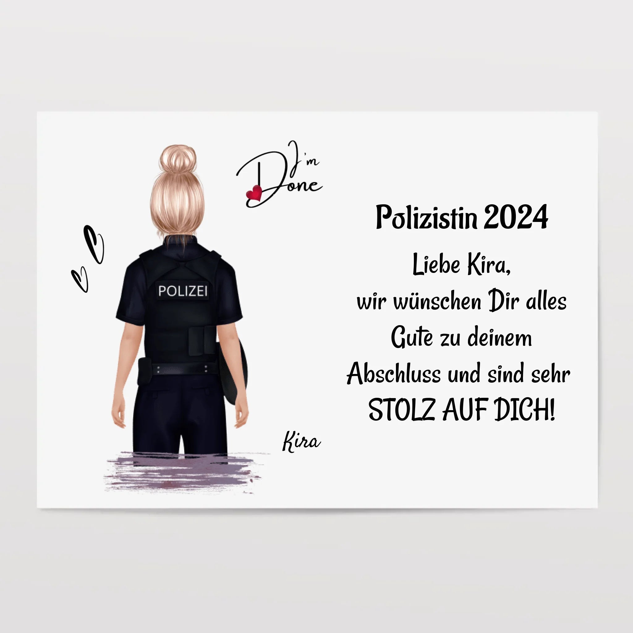 Polizei Frau Ausbildung Abschlussgeschenk Poster / Bild / Karte - Cantty