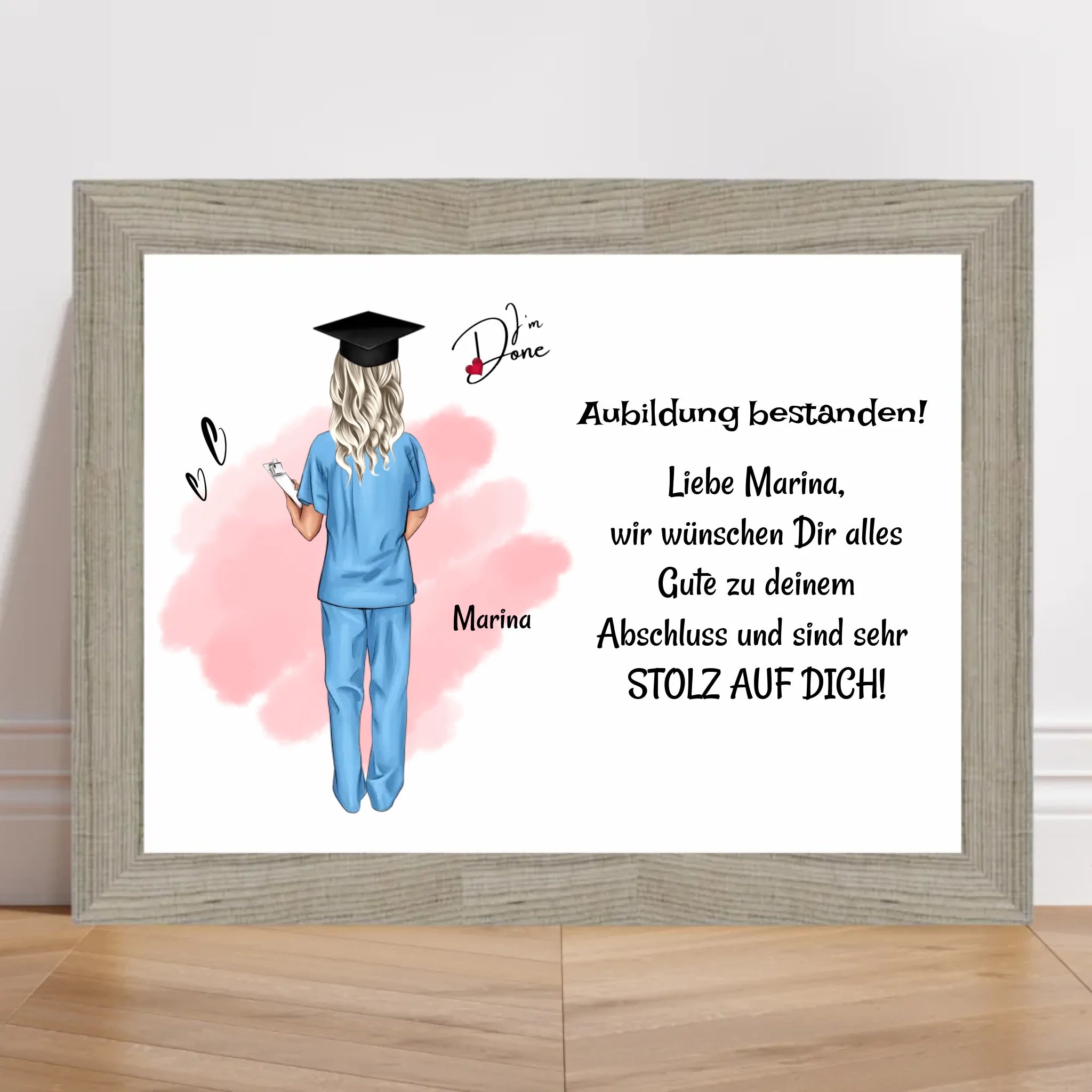 Krankenschwester Examen Ausbildung bestanden Poster Bild Karte Geschenk - Cantty