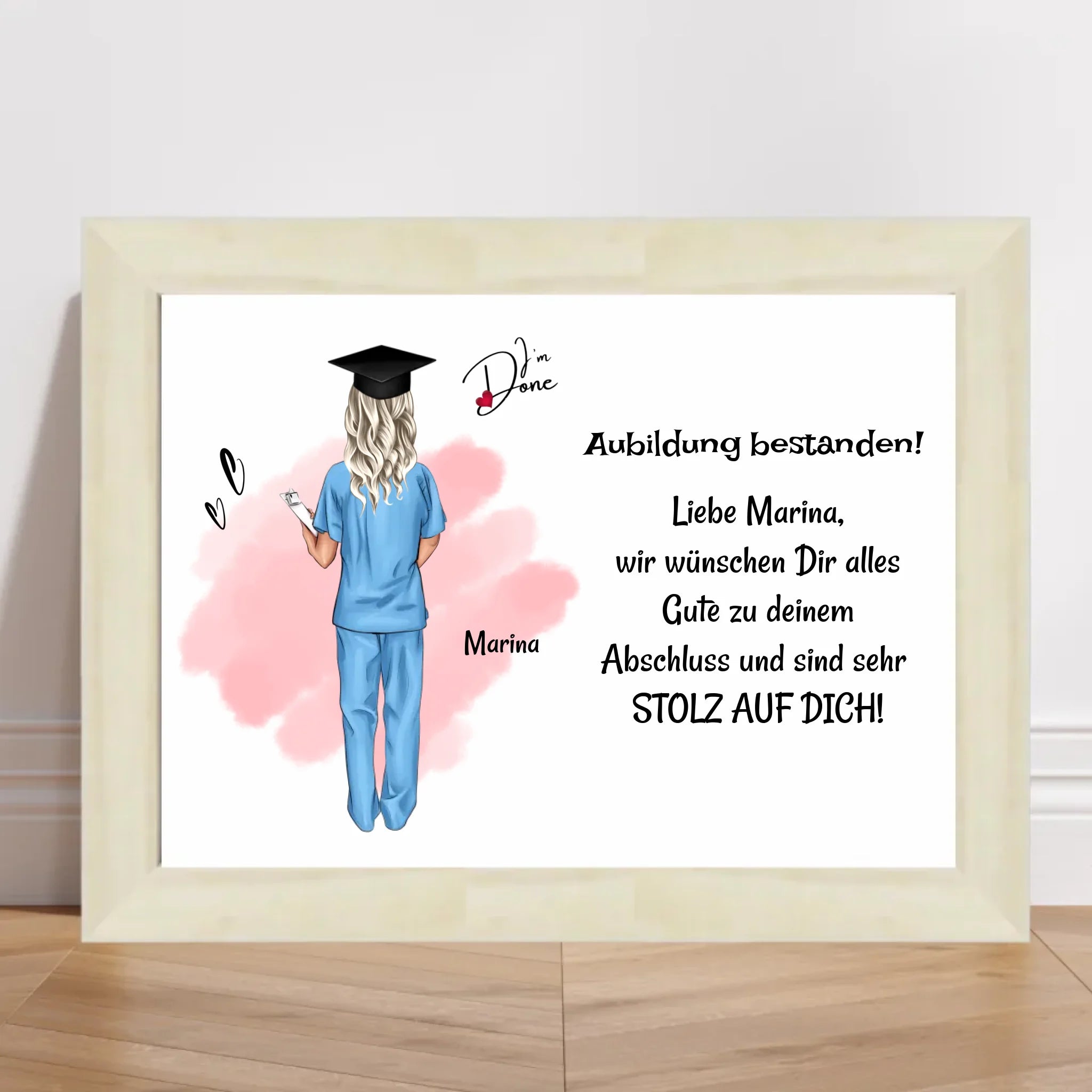 Krankenschwester Examen Ausbildung bestanden Poster Bild Karte Geschenk - Cantty