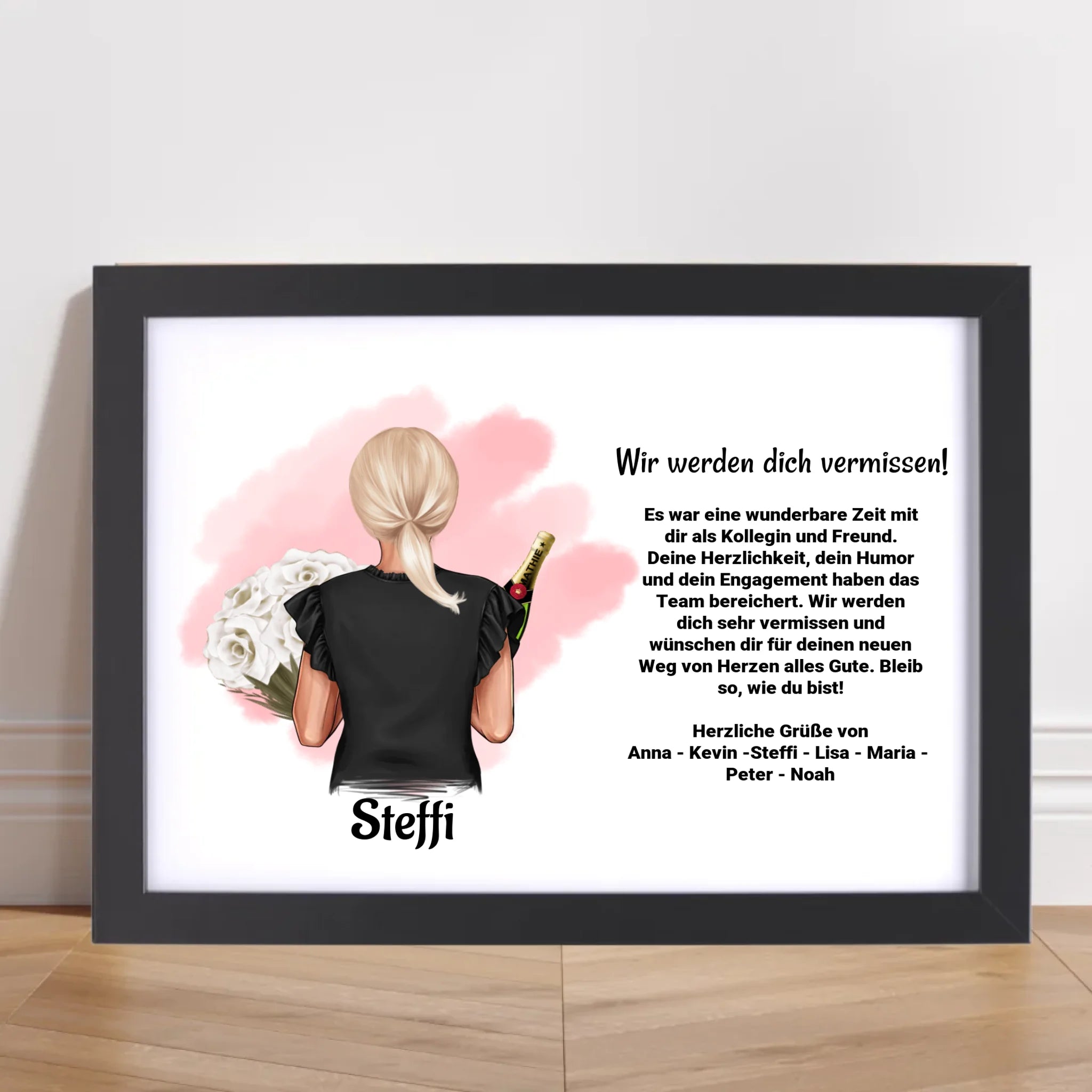 Abschied Kollegin: Individuelles Poster Bild Karte - Geschenk mit persönlicher Note - Cantty