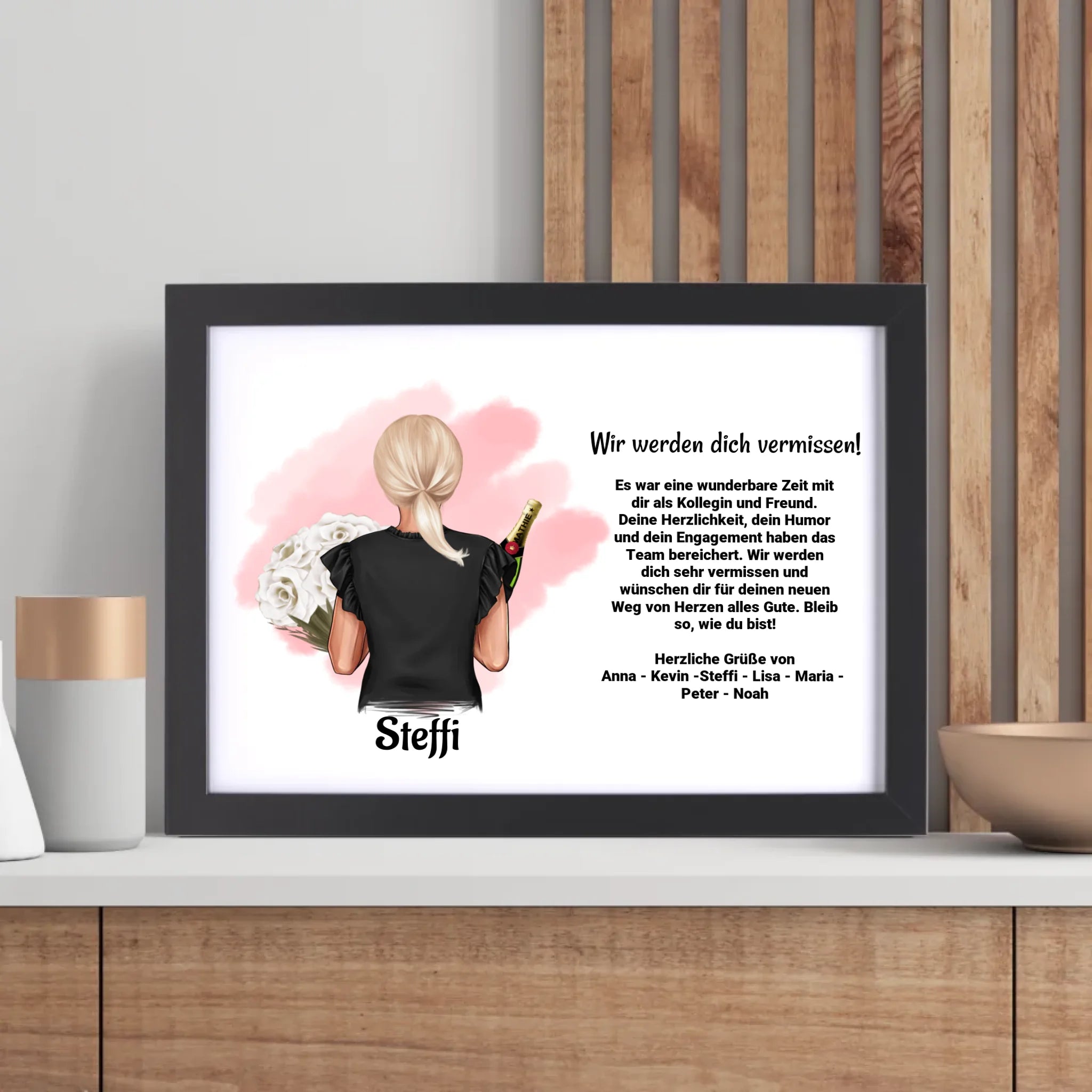 Abschied Kollegin: Individuelles Poster Bild Karte - Geschenk mit persönlicher Note - Cantty
