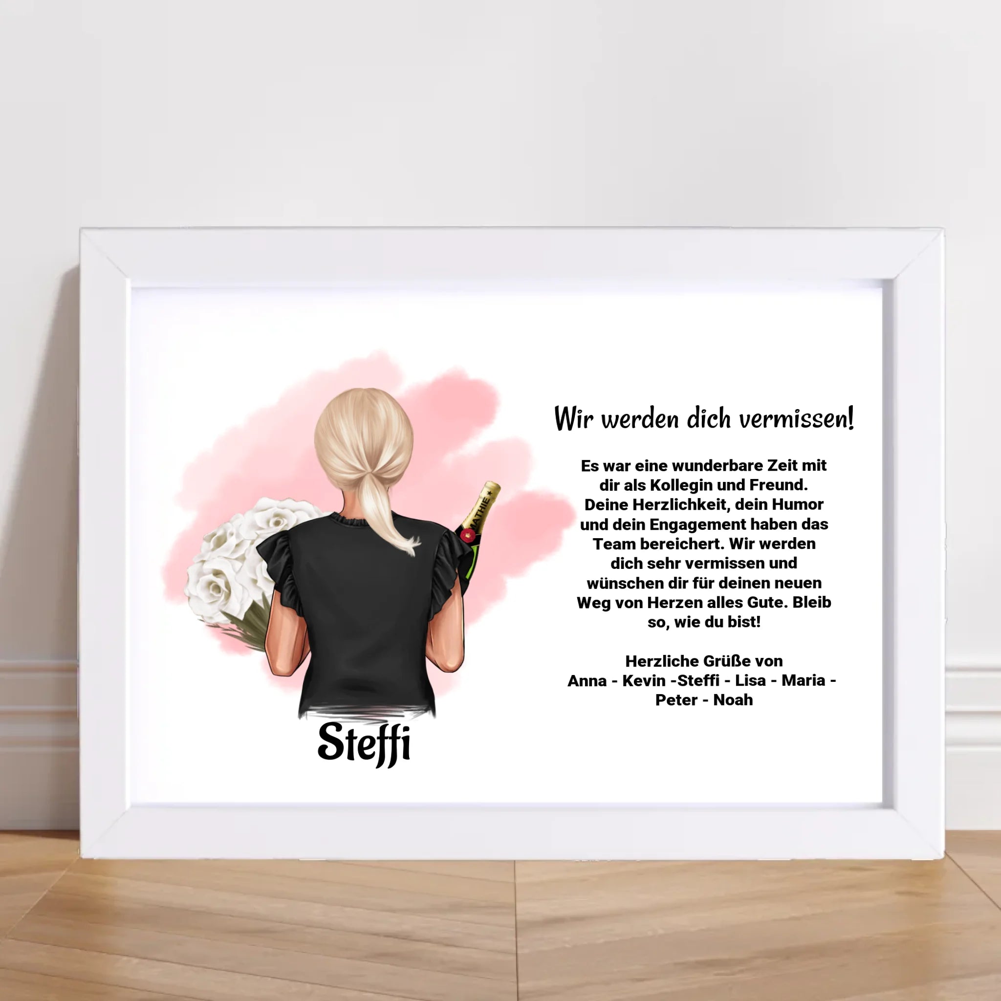 Abschied Kollegin: Individuelles Poster Bild Karte - Geschenk mit persönlicher Note - Cantty