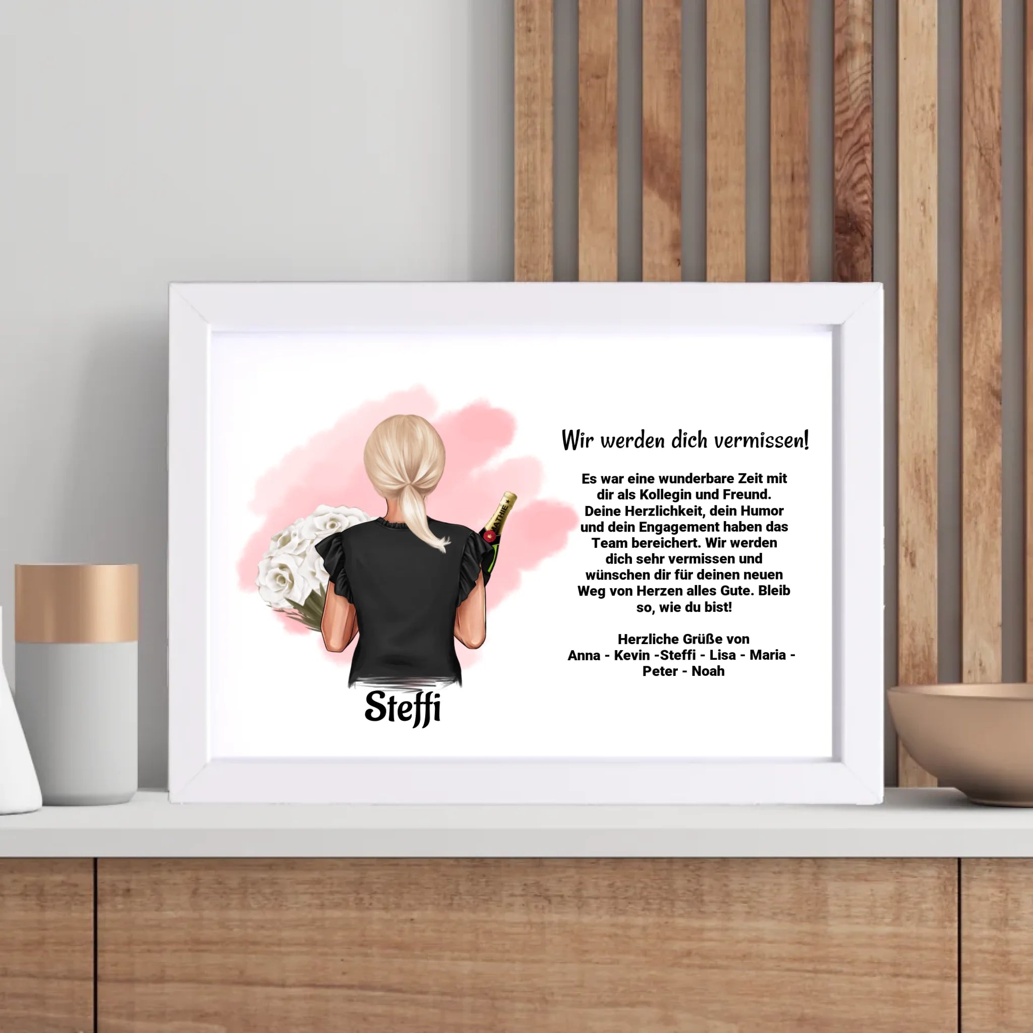 Abschied Kollegin: Individuelles Poster Bild Karte - Geschenk mit persönlicher Note - Cantty